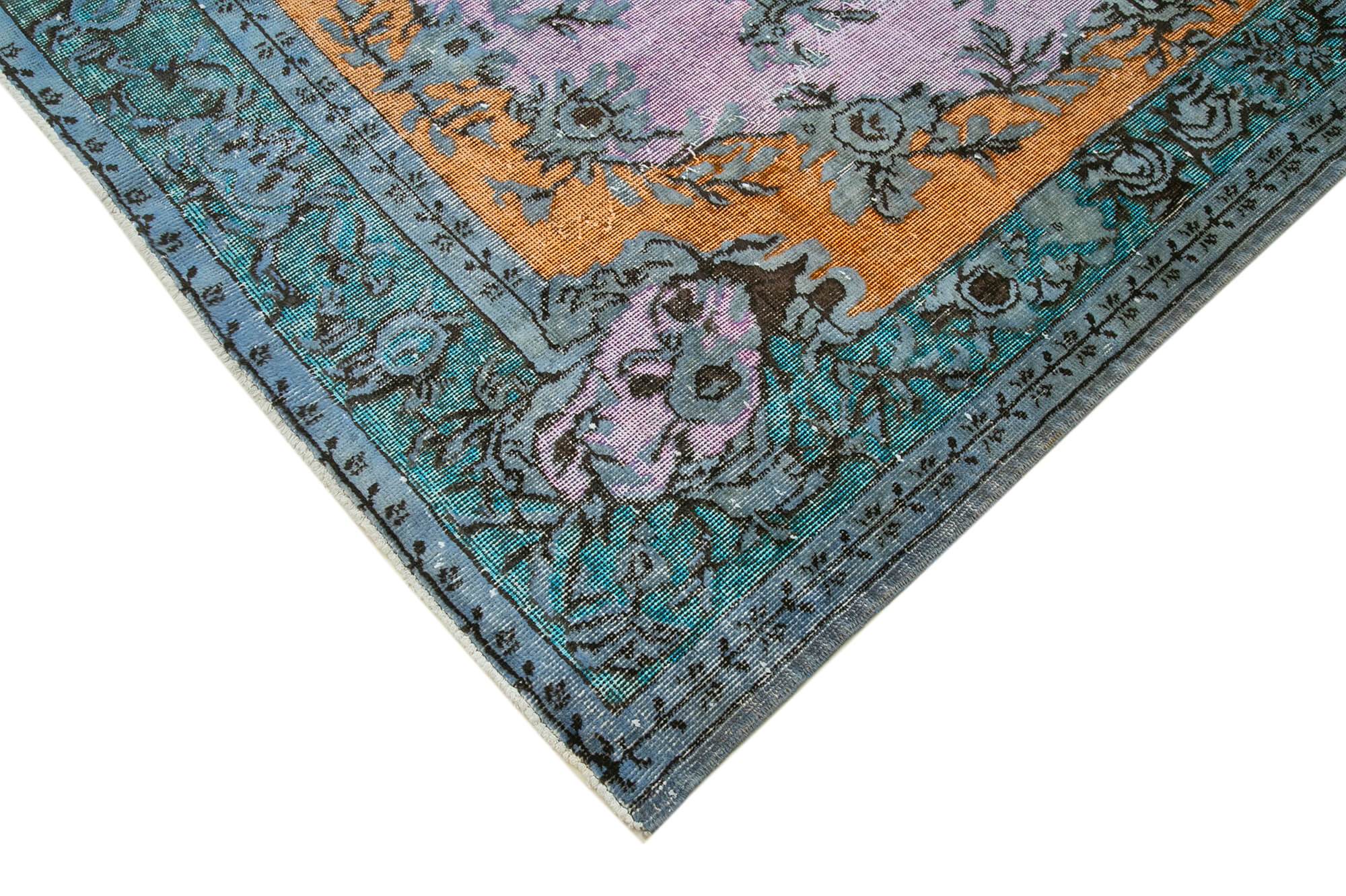 Handmade Vintage Area Rug – Blue Wool Carpet | Traditional Turkish Rug 5'8"x9'8"