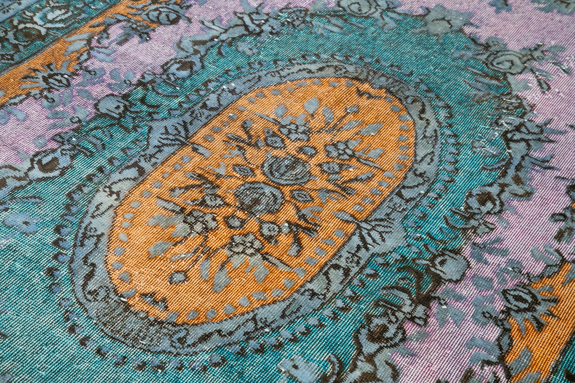 Handmade Vintage Area Rug – Blue Wool Carpet | Traditional Turkish Rug 5'8"x9'8"