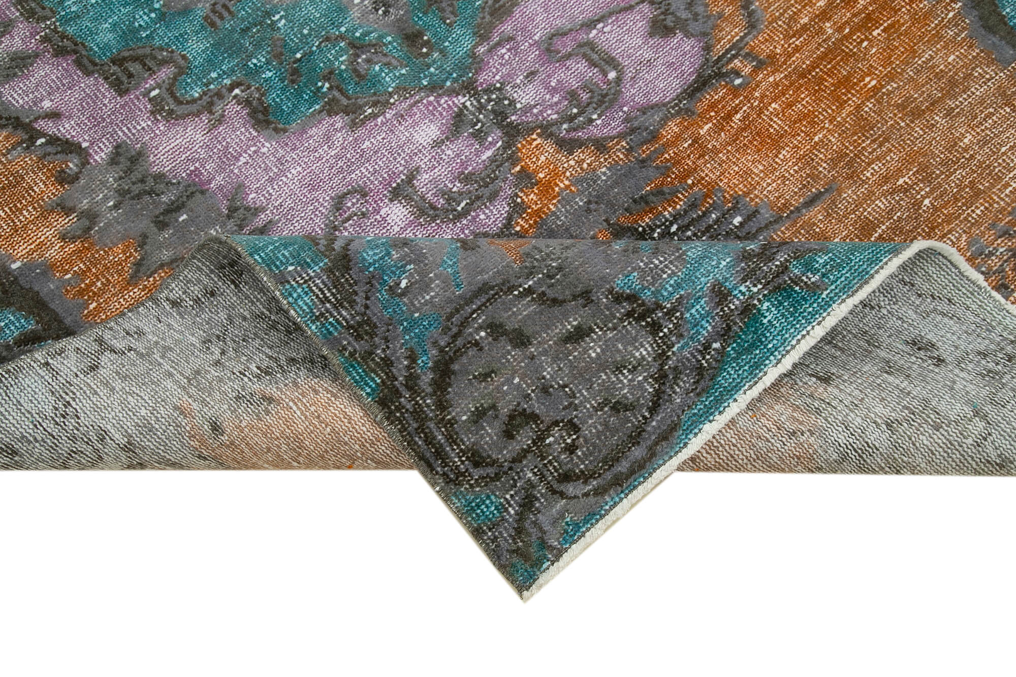 Vintage Cotton Wool Rug - Hand Woven Area Rug Turquoise 5'3'' x 8'11''