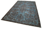 Vintage Wool Area Rug - Hand Woven Blue Cotton Wool Carpet 6'5"x10'9"
