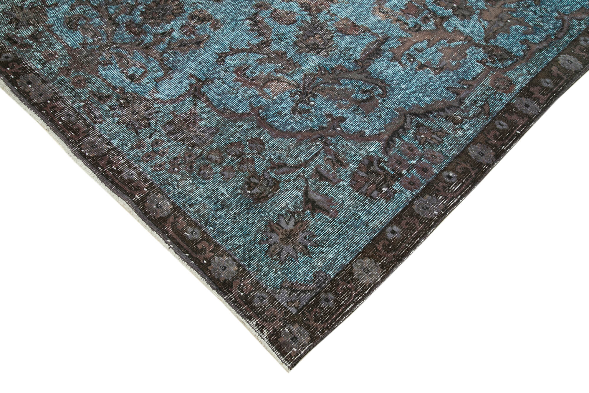 Vintage Wool Area Rug - Hand Woven Blue Cotton Wool Carpet 6'5"x10'9"