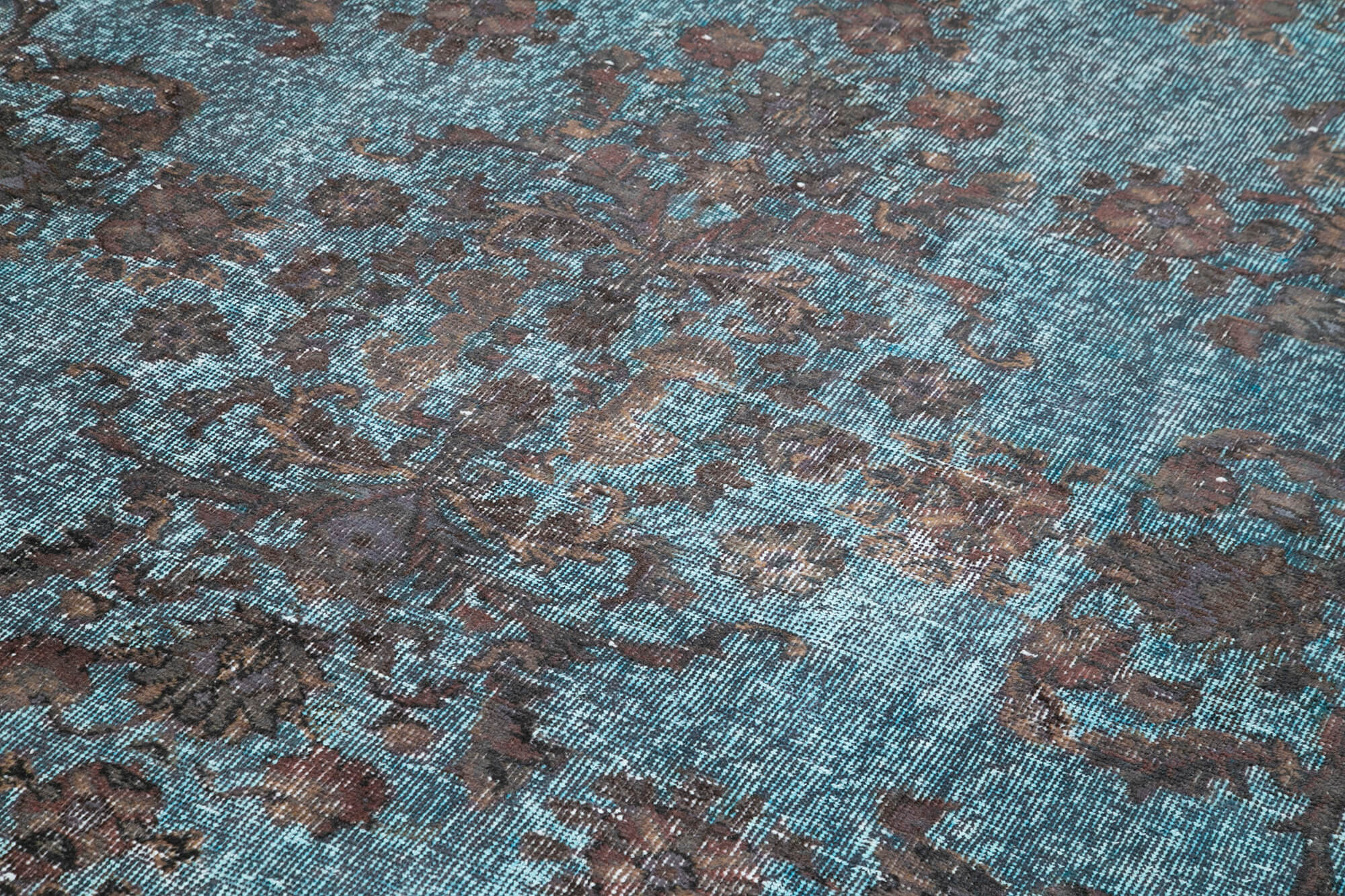 Vintage Wool Area Rug - Hand Woven Blue Cotton Wool Carpet 6'5"x10'9"