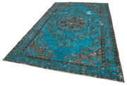 Handmade Area Rug – Vintage Cotton Wool Turquoise Carpet 6'5''x10'7''