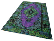 Vintage Handmade Area Rug - Purple Turkish Cotton Wool Carpet 5'2''x9'0''