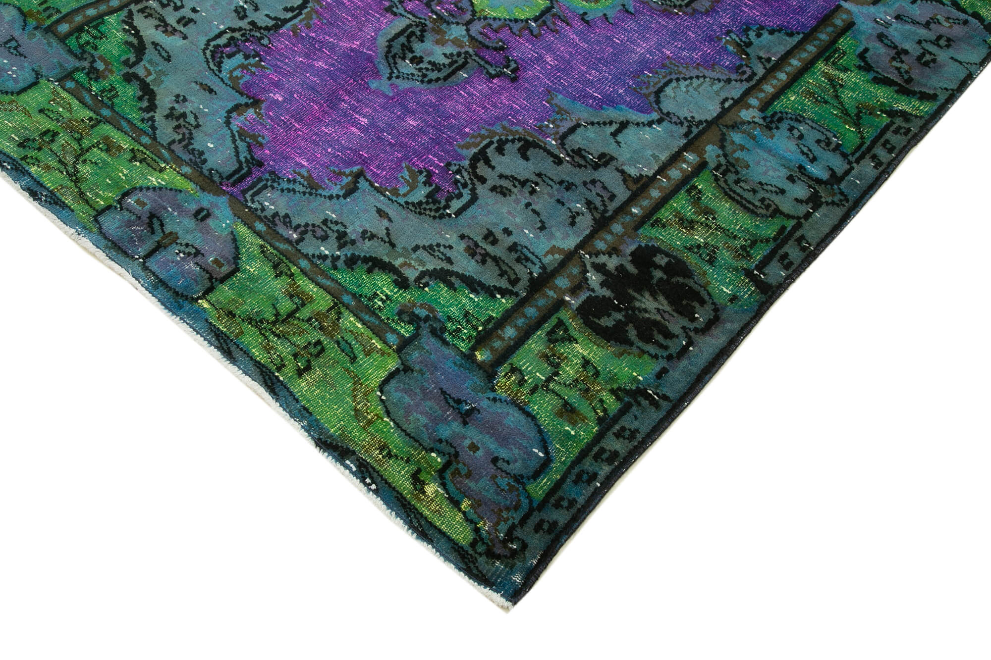Vintage Handmade Area Rug - Purple Turkish Cotton Wool Carpet 5'2''x9'0''
