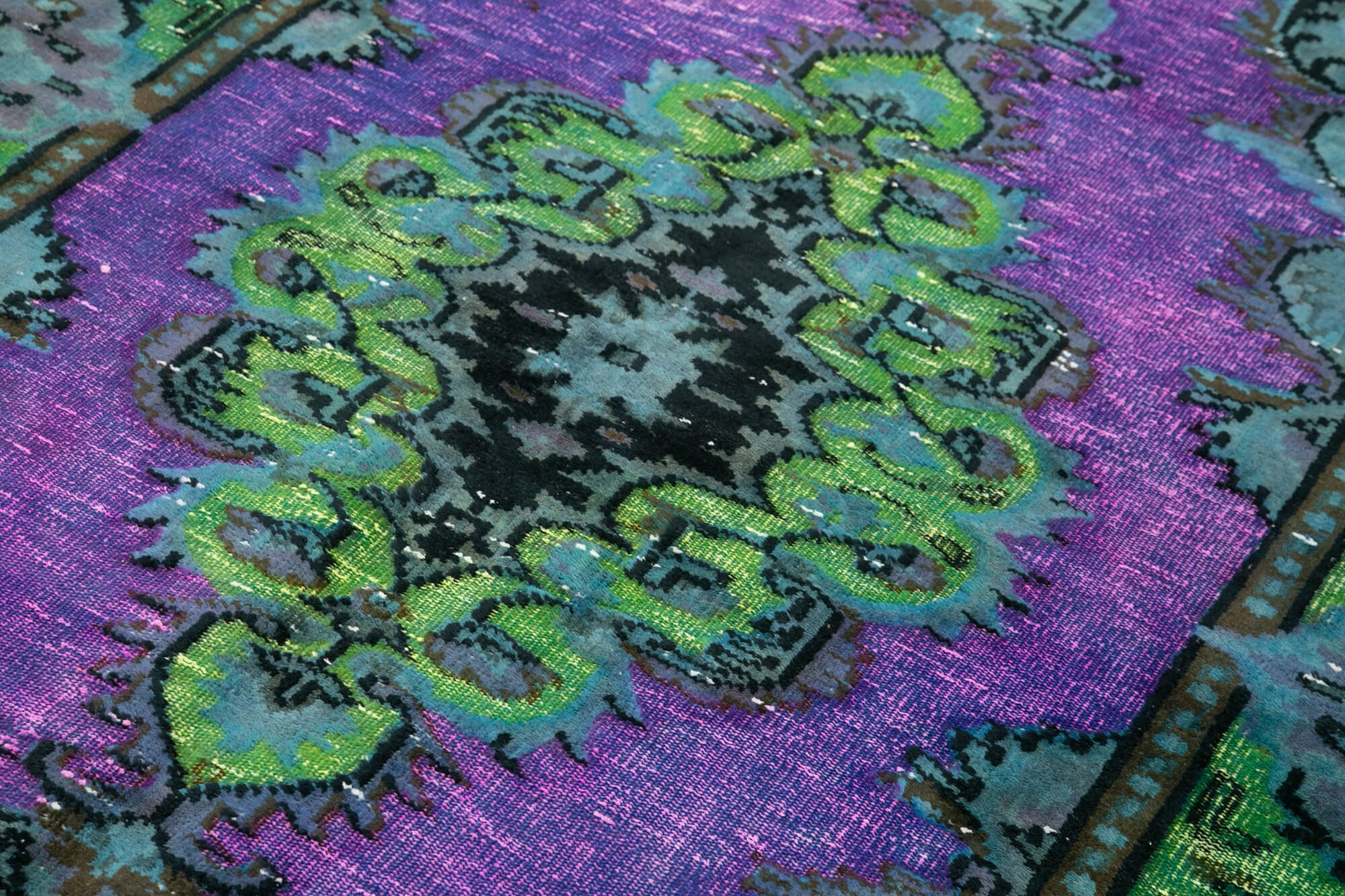 Vintage Handmade Area Rug - Purple Turkish Cotton Wool Carpet 5'2''x9'0''