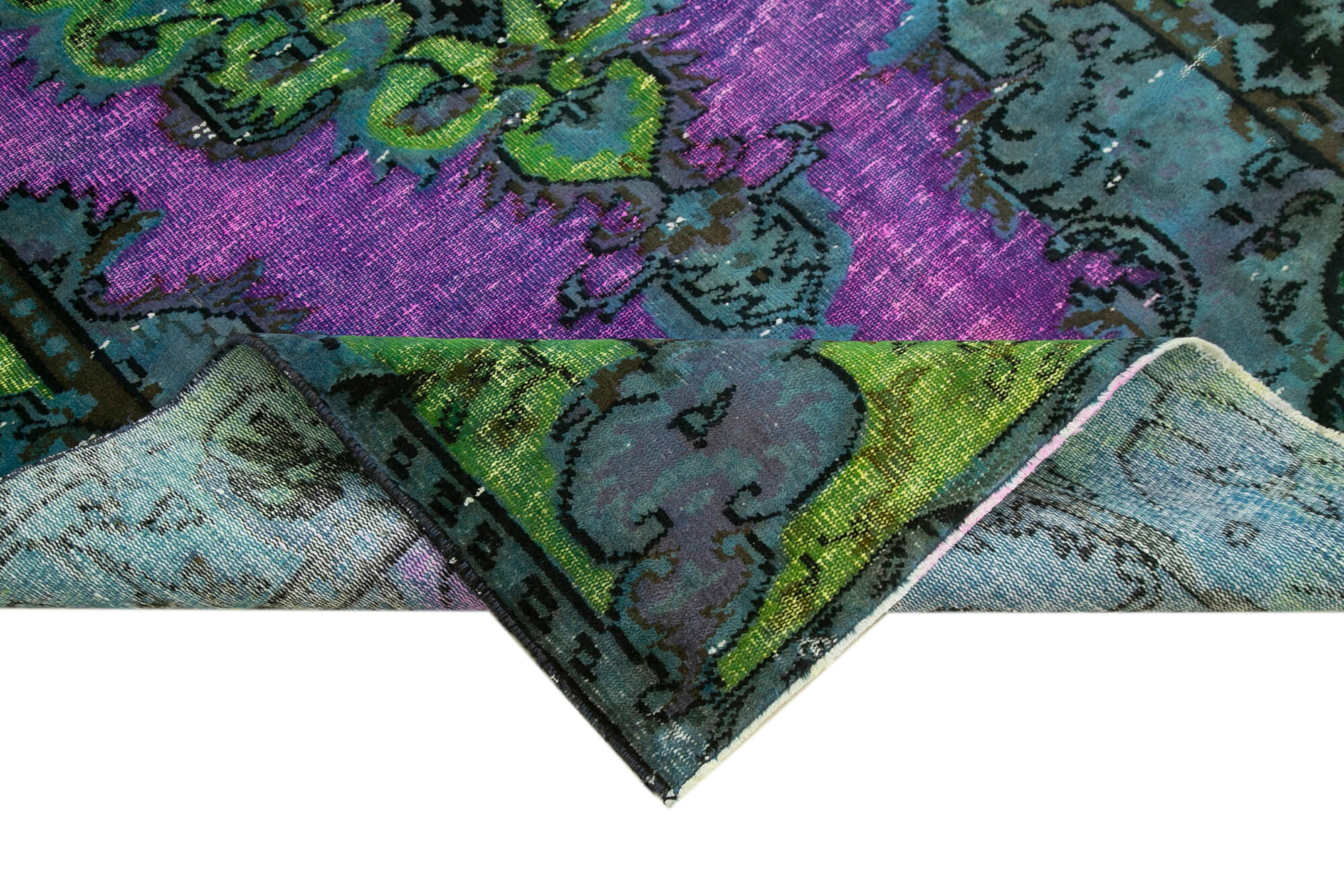 Vintage Handmade Area Rug - Purple Turkish Cotton Wool Carpet 5'2''x9'0''