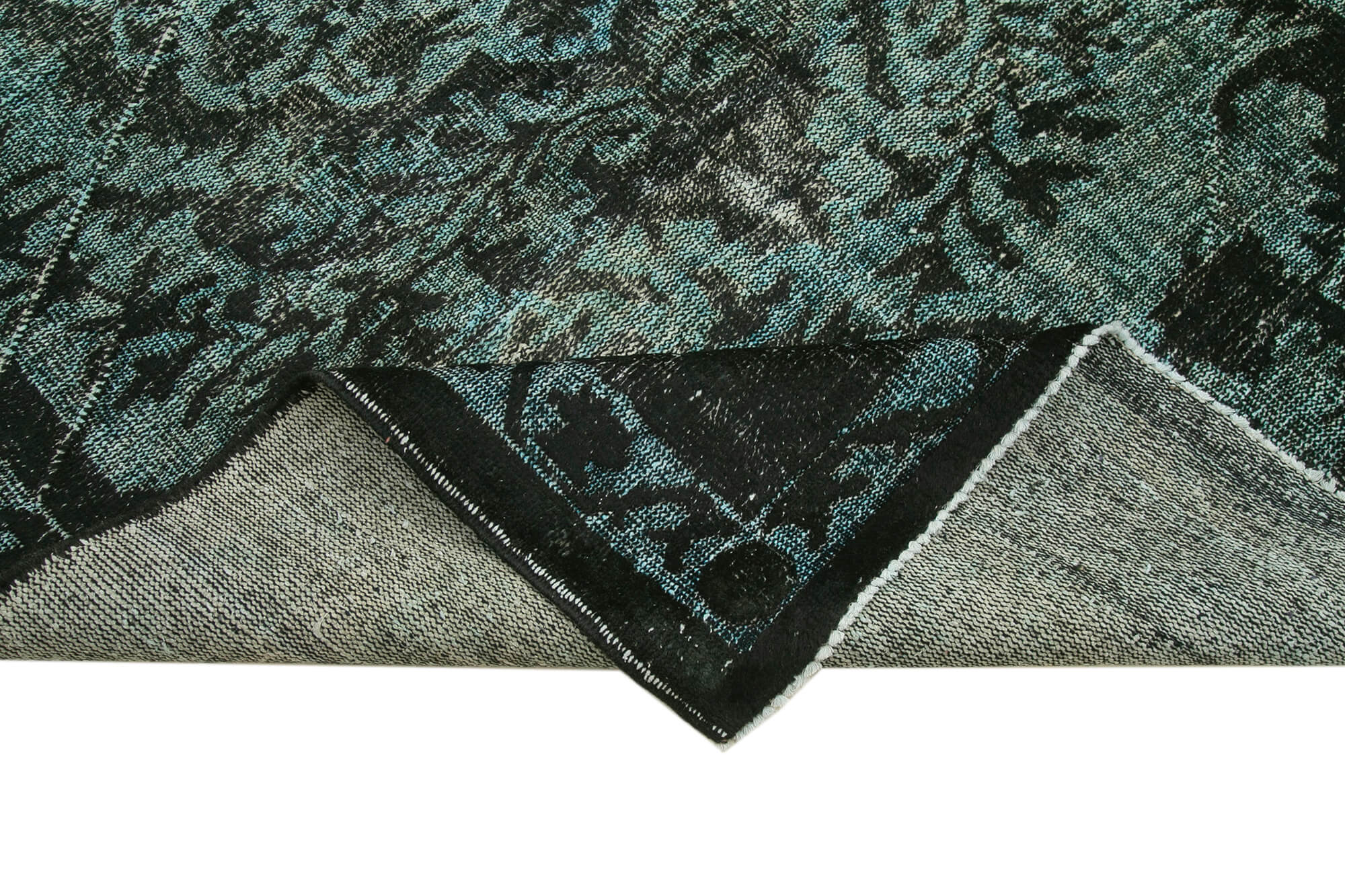 Vintage Wool Area Rug – Handmade Cotton Rug Black 5'9''x9'5'' Durable Floor Covering