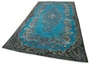 Vintage Wool Area Rug – Hand Woven Rug with Blue Vintage Carpet, 5'10''x10'6''