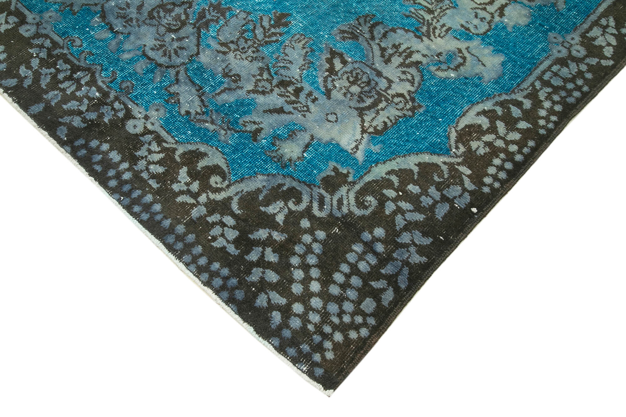 Vintage Wool Area Rug – Hand Woven Rug with Blue Vintage Carpet, 5'10''x10'6''
