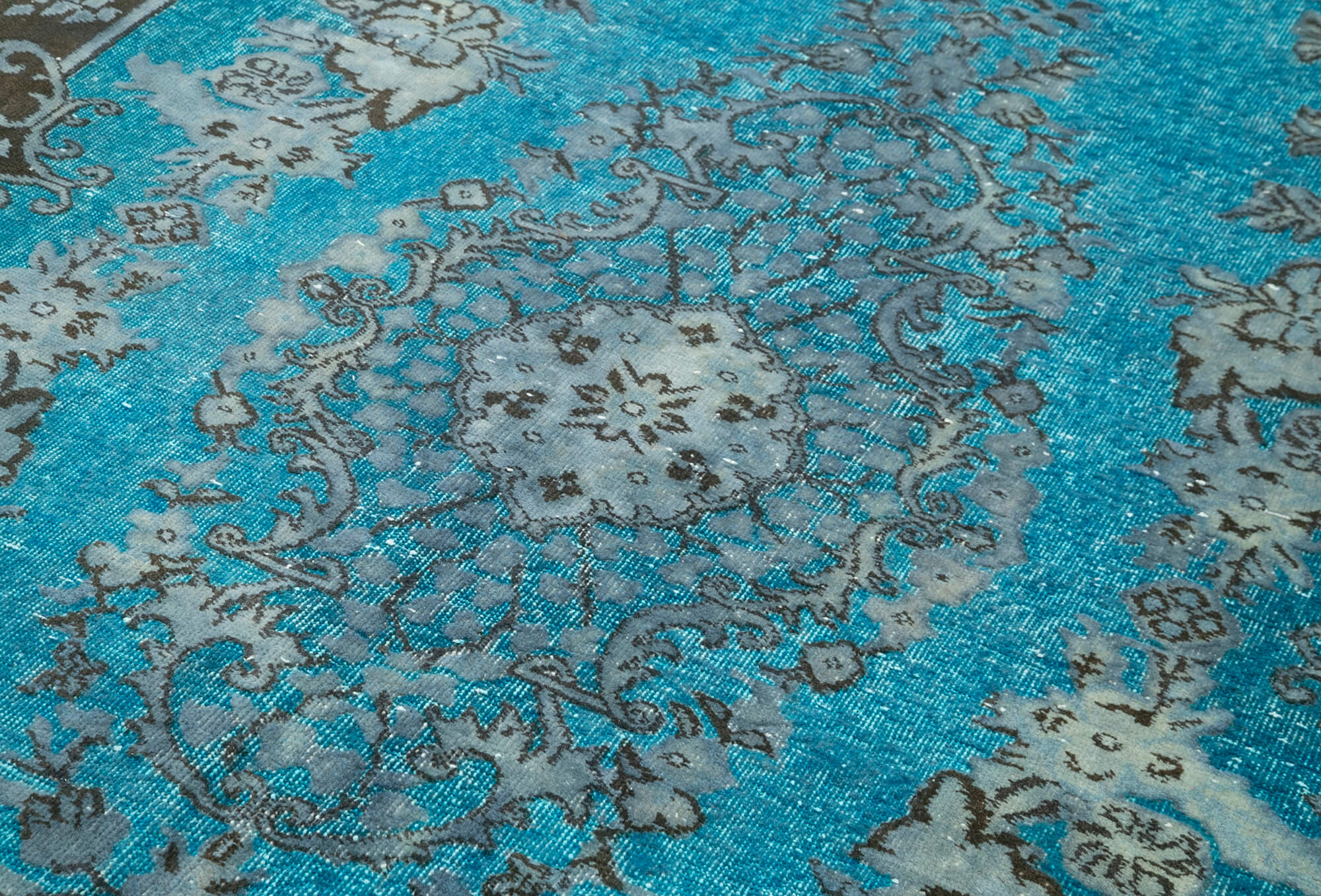 Vintage Wool Area Rug – Hand Woven Rug with Blue Vintage Carpet, 5'10''x10'6''