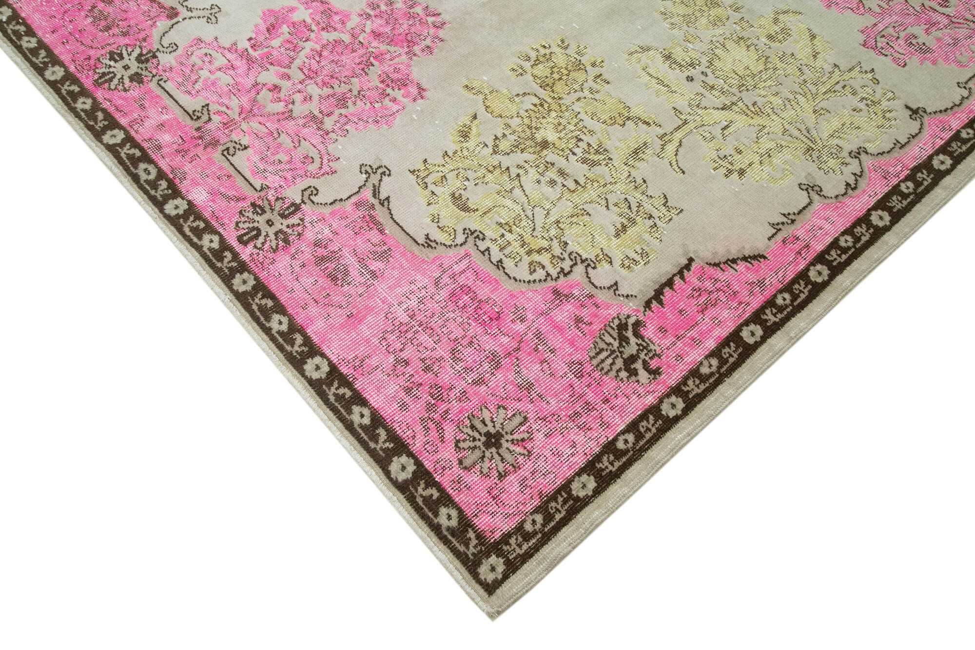 Handmade Vintage Area Rug – Pink Cotton Wool Rug, Hand Woven Carpet, Durable