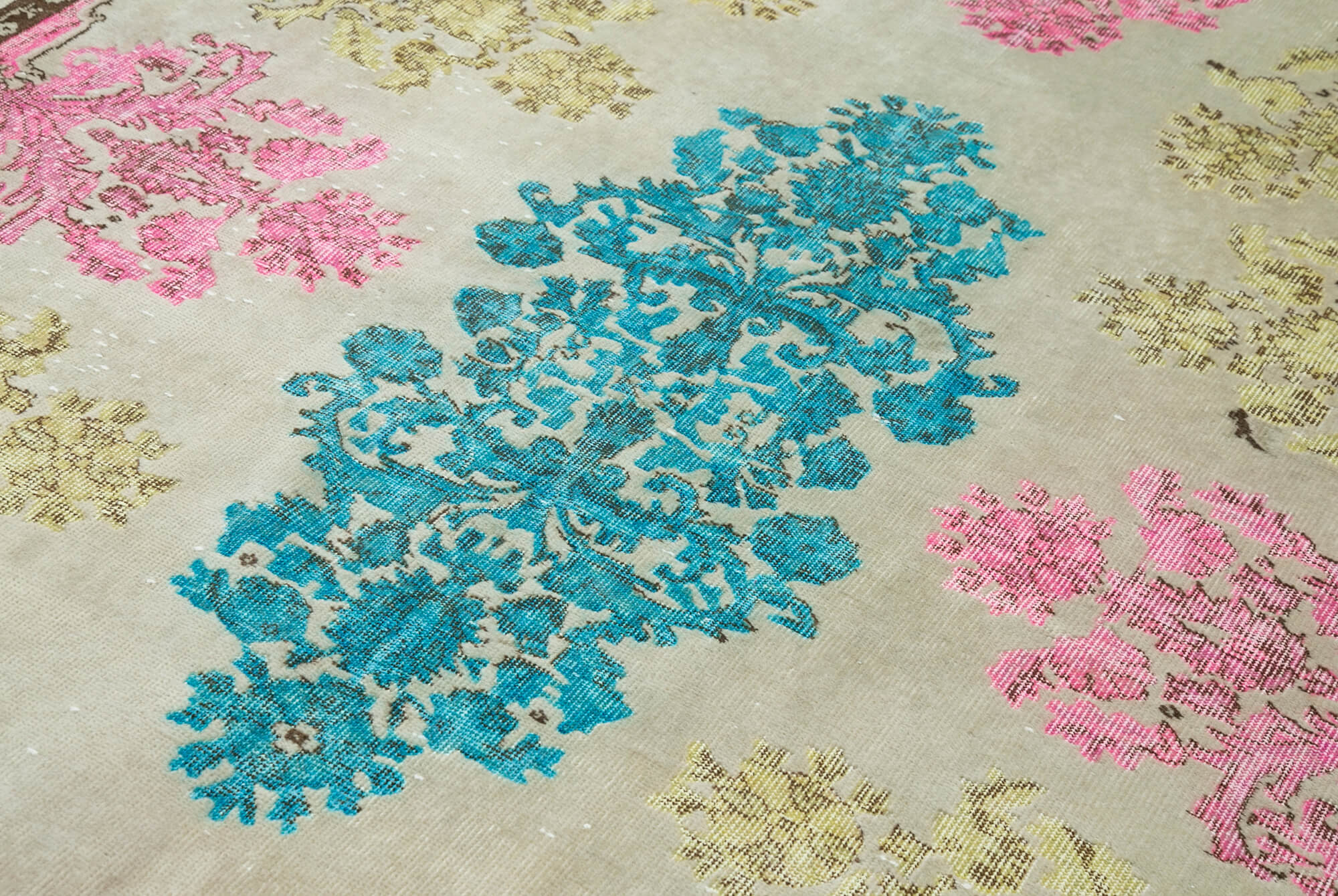 Handmade Vintage Area Rug – Pink Cotton Wool Rug, Hand Woven Carpet, Durable