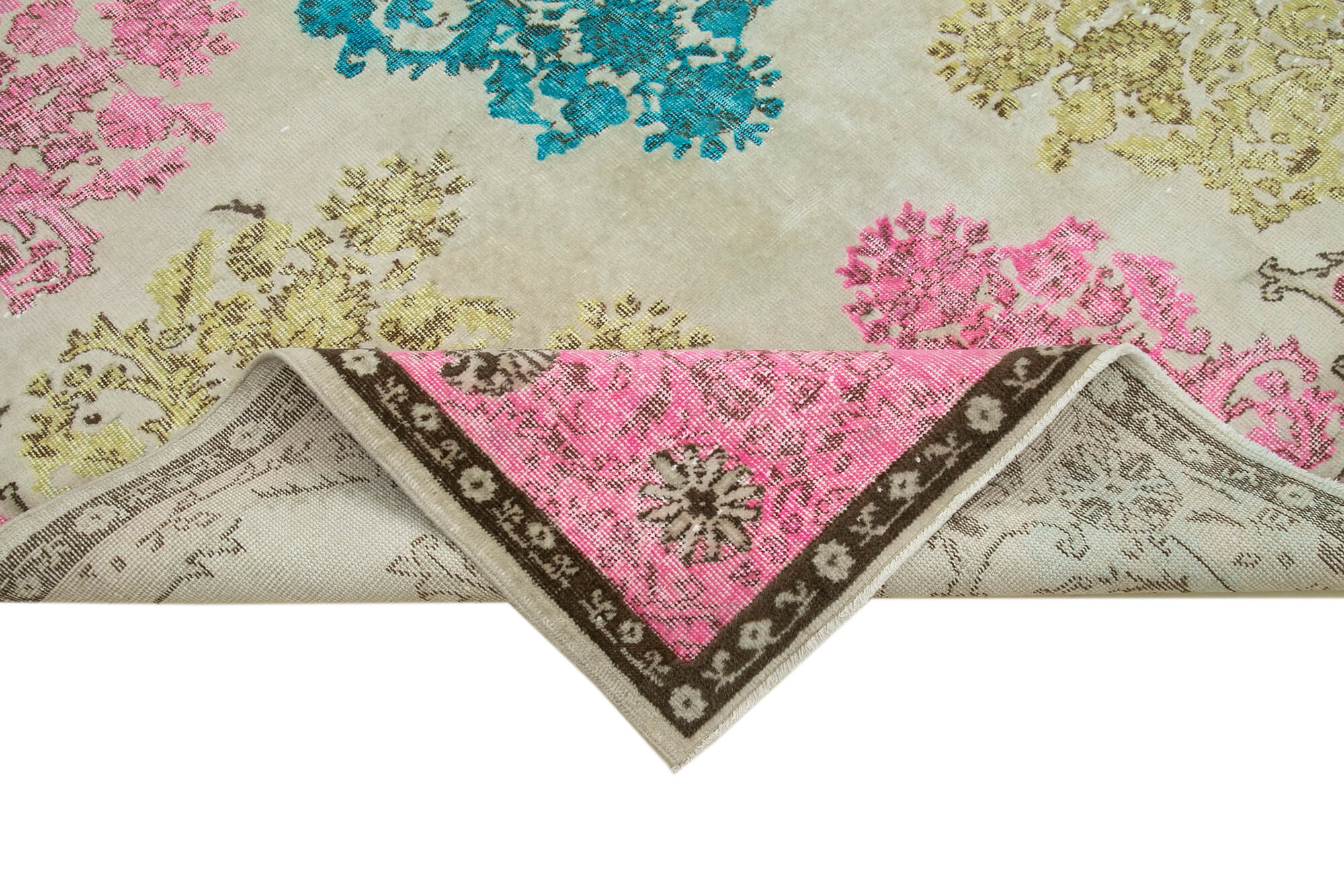 Handmade Vintage Area Rug – Pink Cotton Wool Rug, Hand Woven Carpet, Durable