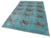 Vintage Cotton Wool Rug - Handmade Area Rug Turquoise Wool Carpet 5'5''x8'8''