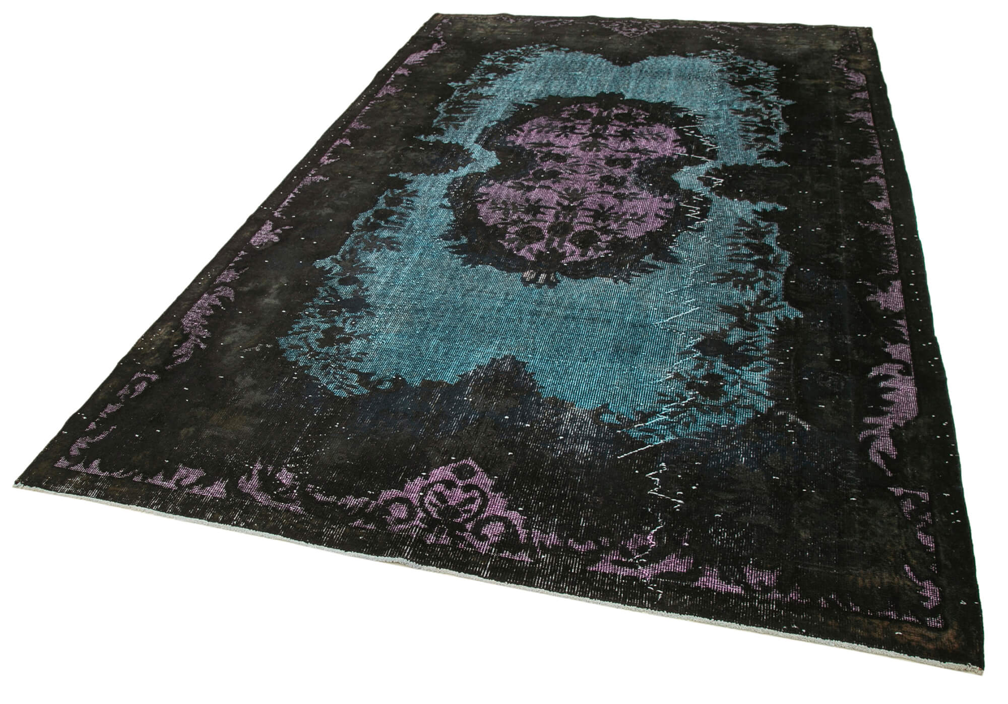 Vintage Wool Area Rug - Black Vintage Carpet | Hand Woven Rug 6'5''x9'11''