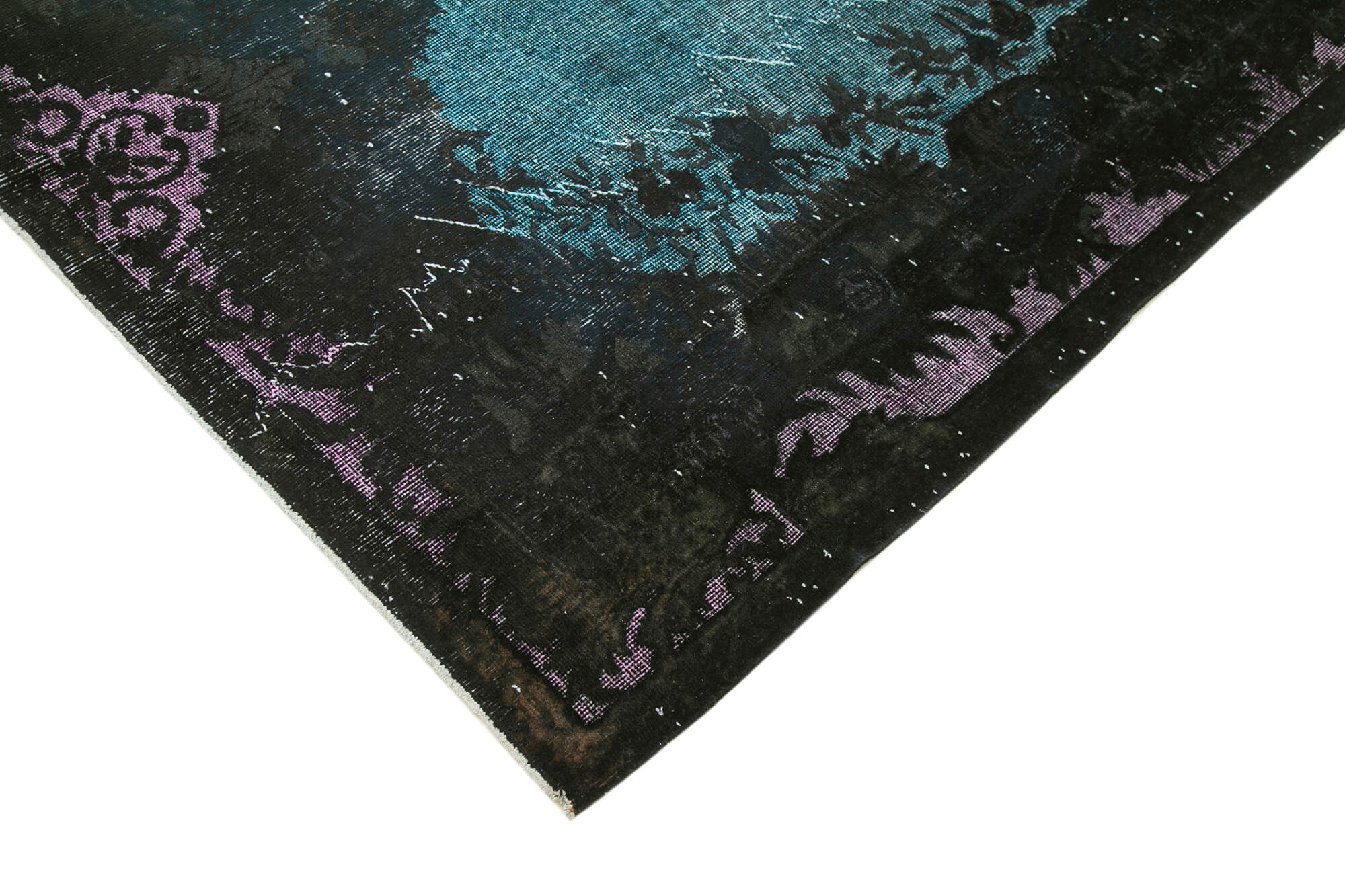 Vintage Wool Area Rug - Black Vintage Carpet | Hand Woven Rug 6'5''x9'11''
