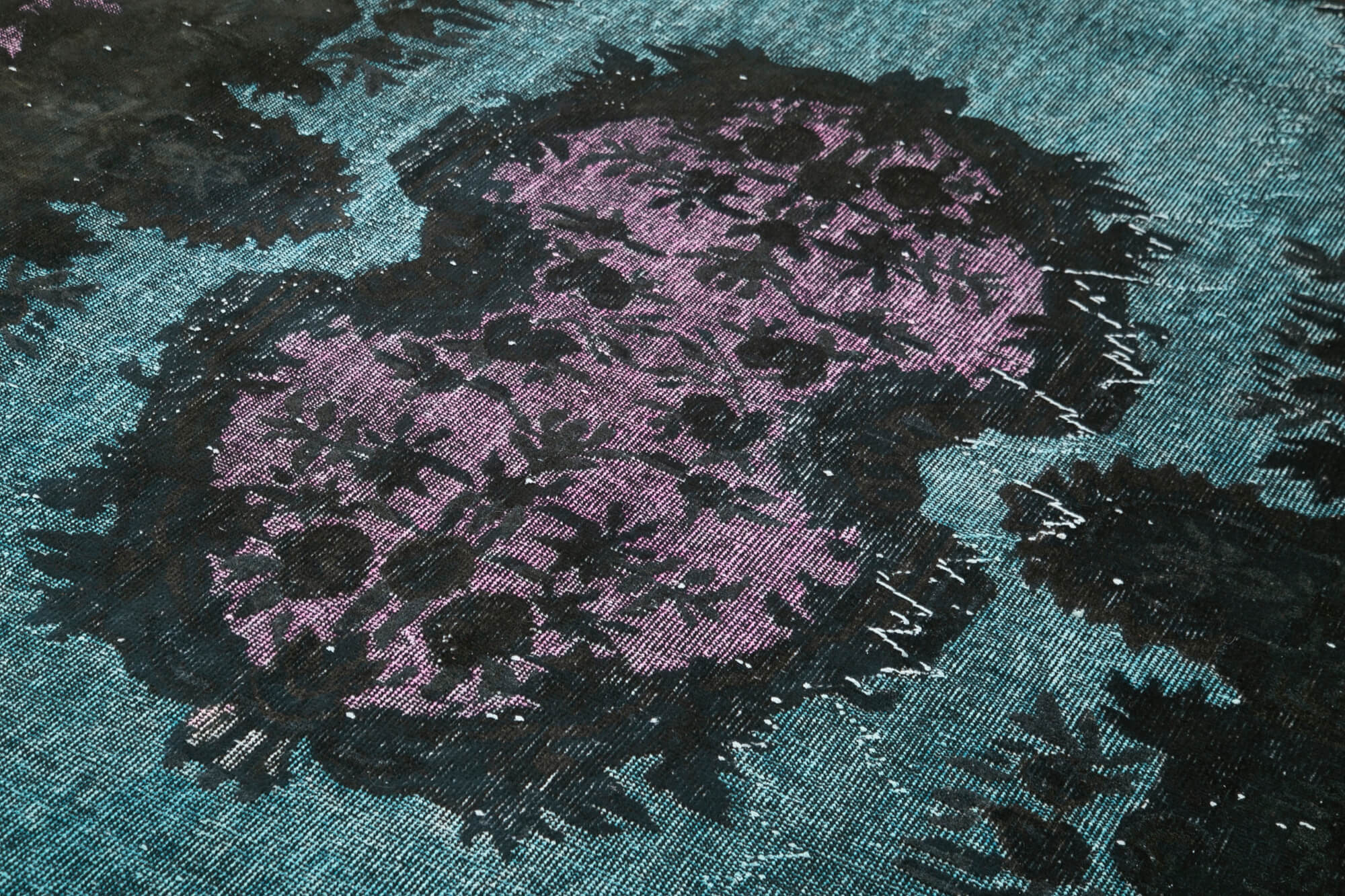 Vintage Wool Area Rug - Black Vintage Carpet | Hand Woven Rug 6'5''x9'11''