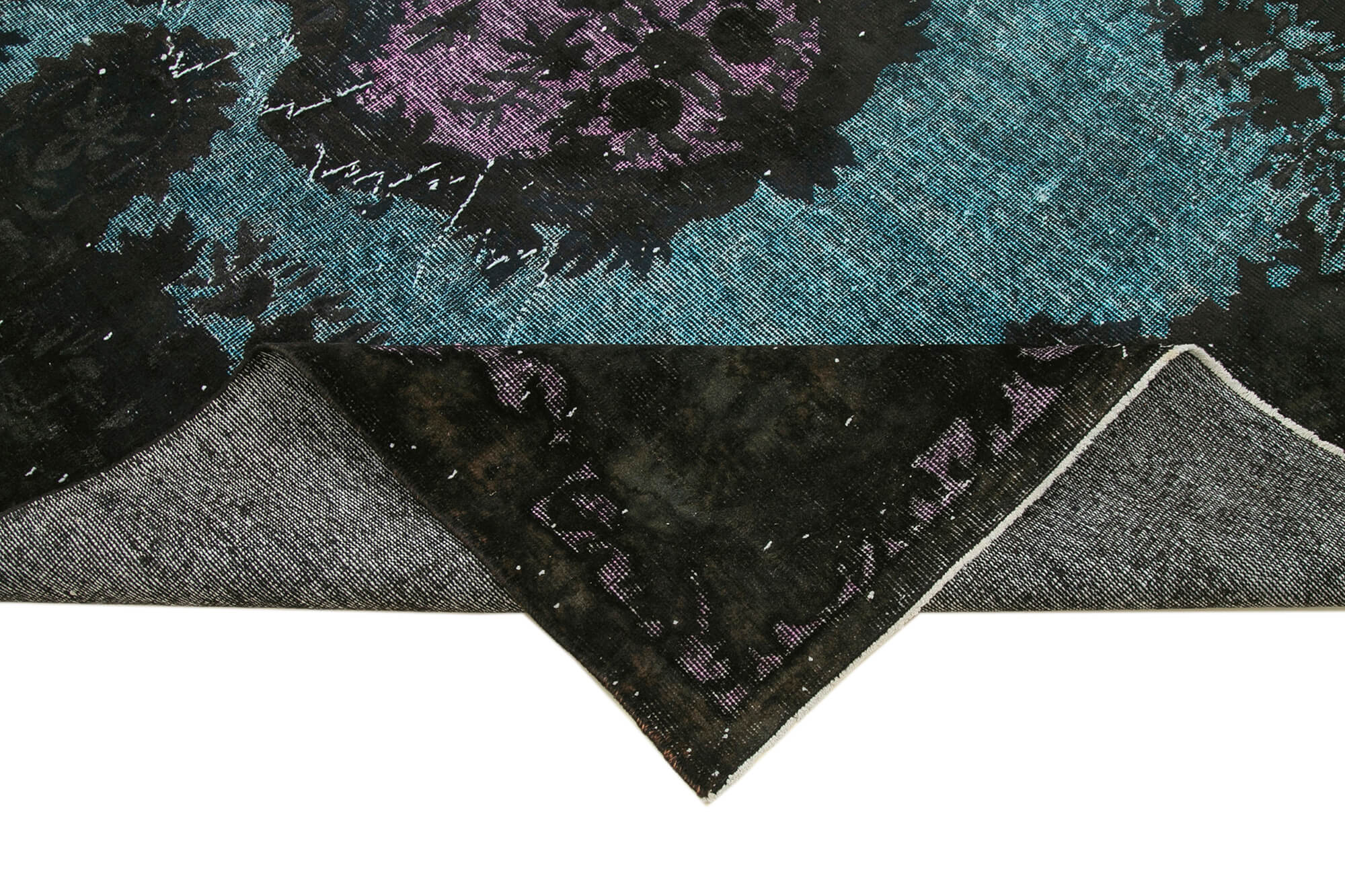 Vintage Wool Area Rug - Black Vintage Carpet | Hand Woven Rug 6'5''x9'11''
