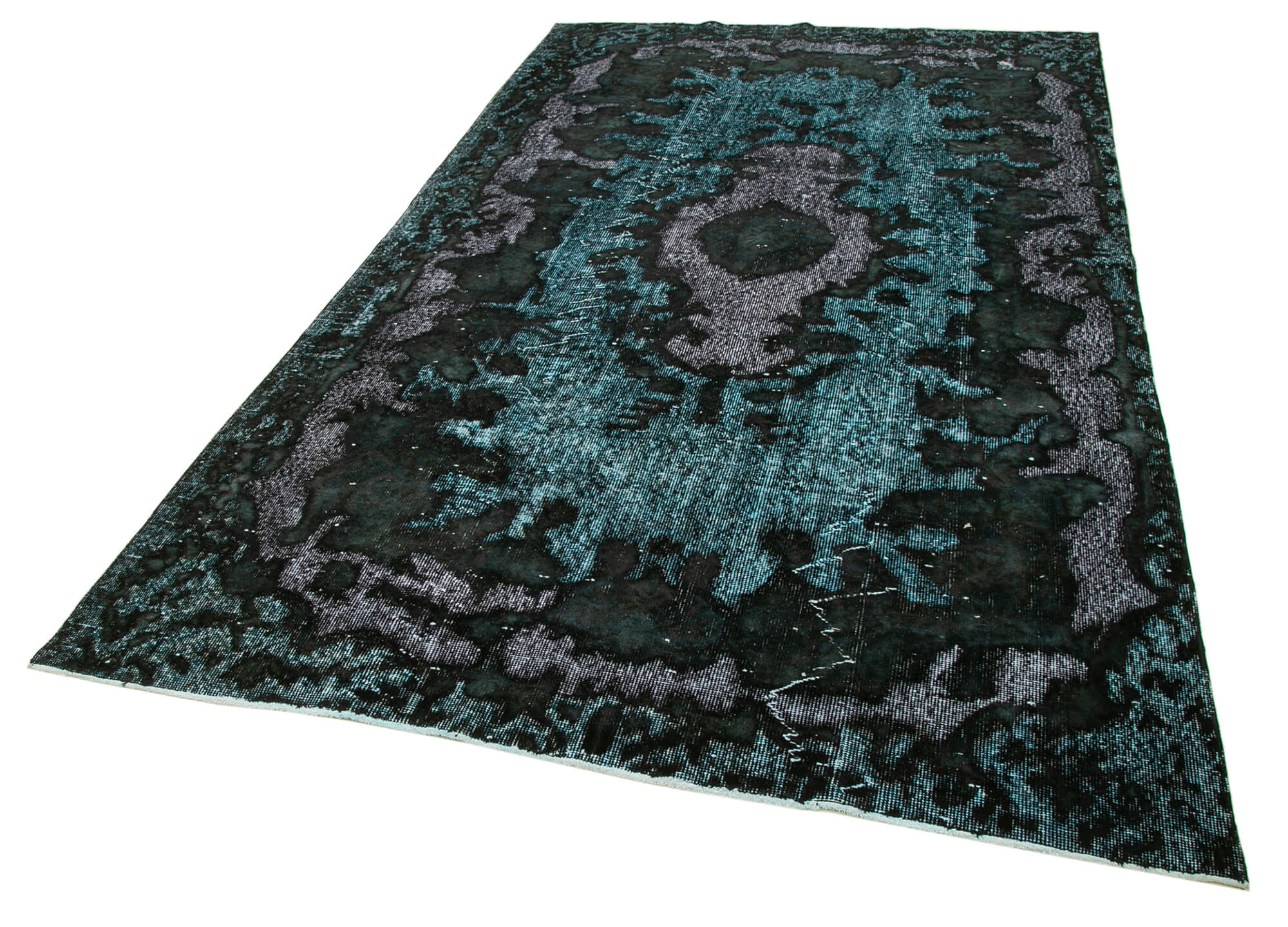 Handmade Vintage Area Rug – Black Wool And Cotton Rug 5'9''x9'7'' | Classic Vintage Decor