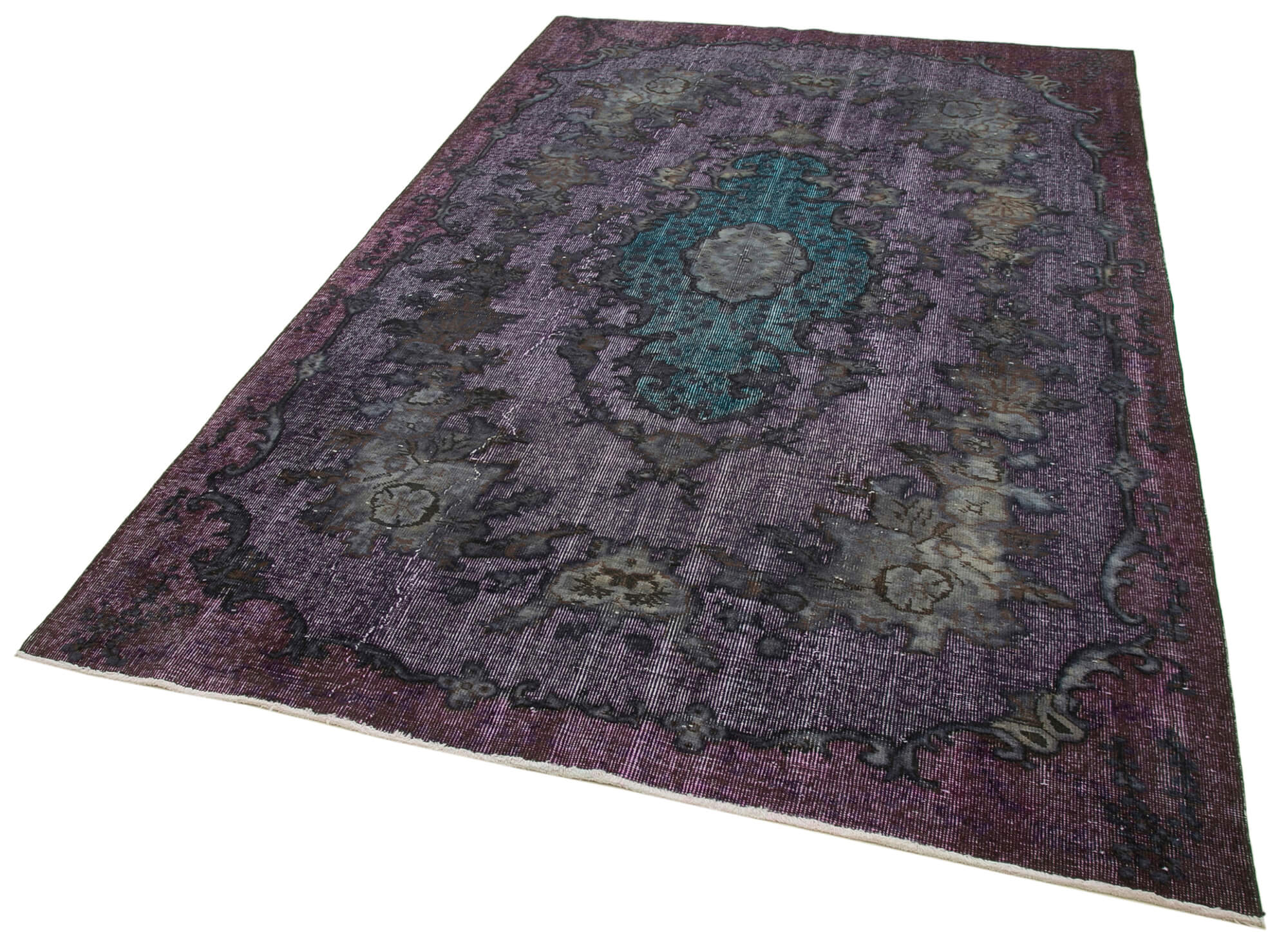Vintage Handmade Area Rug - Purple Cotton Wool Carpet, Hand Woven Durable Woven Rug 5'8"x8'10"