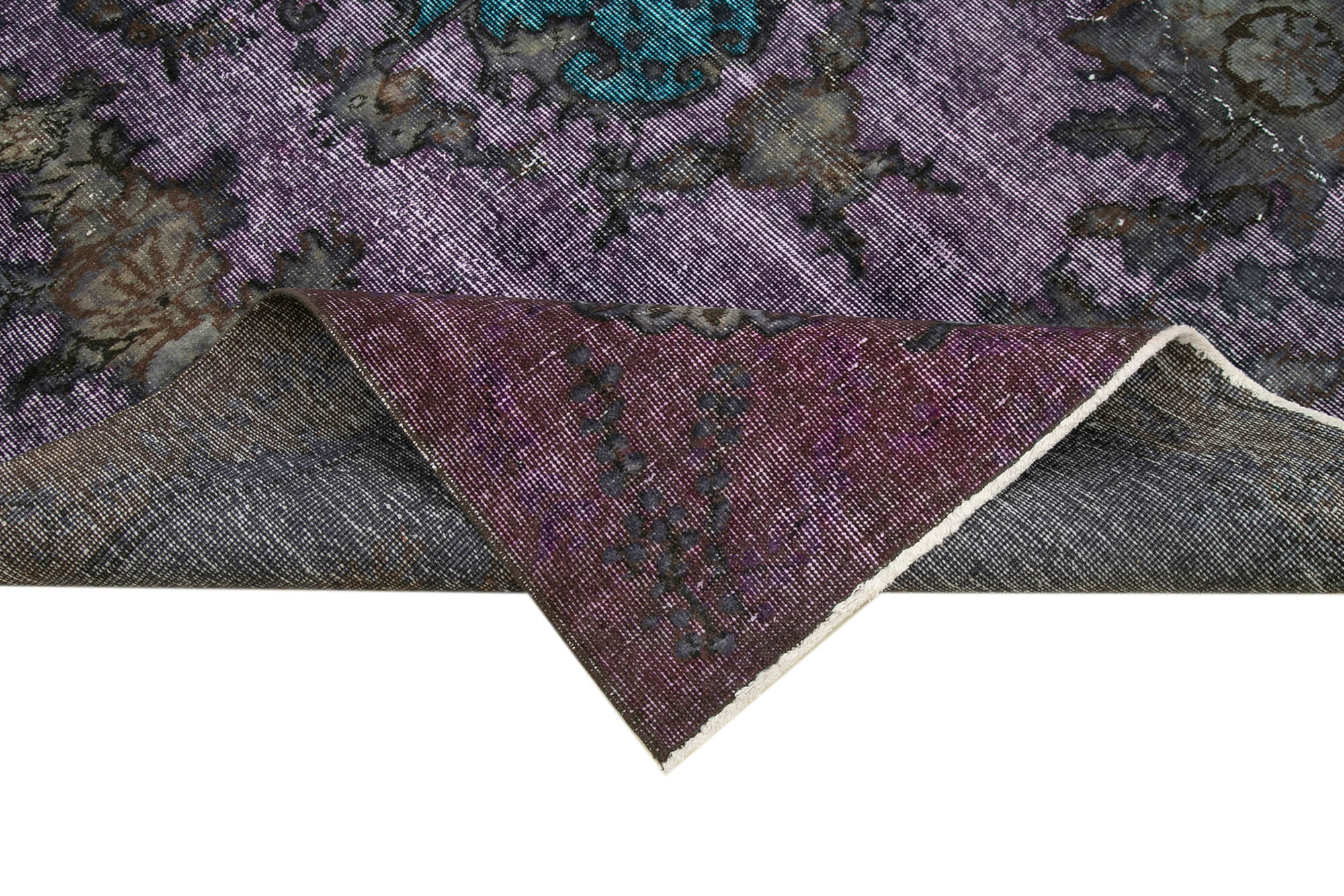 Vintage Handmade Area Rug - Purple Cotton Wool Carpet, Hand Woven Durable Woven Rug 5'8"x8'10"