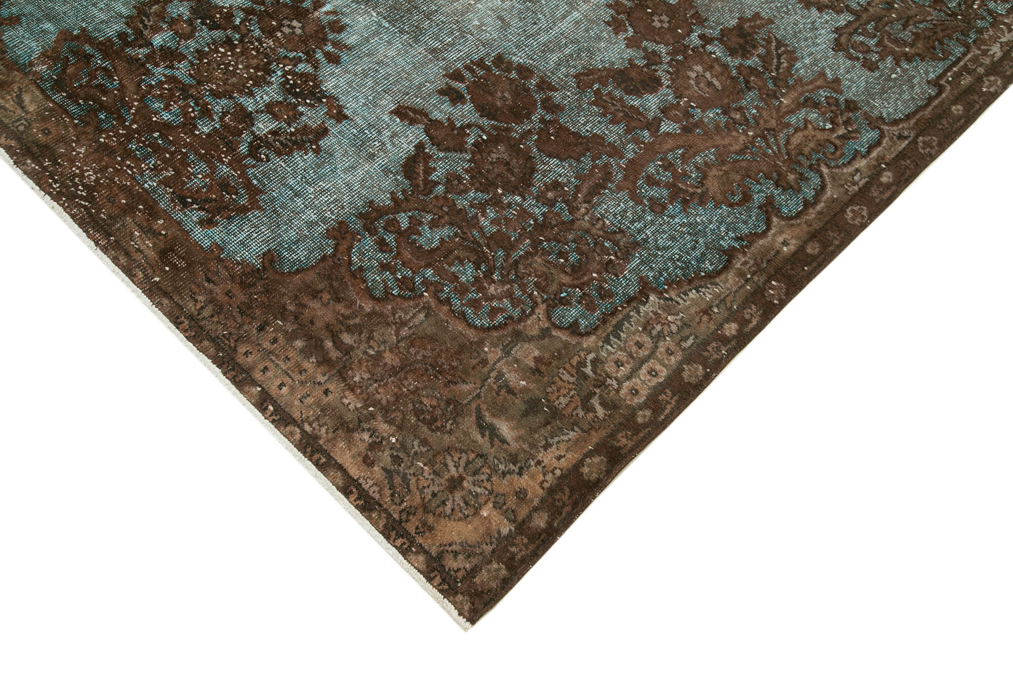 Handmade Vintage Area Rug - Brown Wool Cotton Blend Rug 6'3'' x 9'4'' for Living Room
