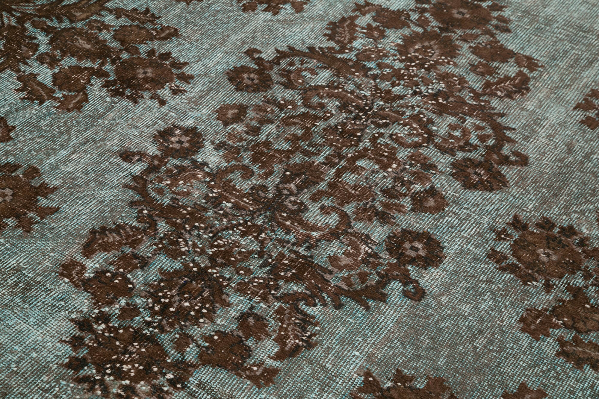 Handmade Vintage Area Rug - Brown Wool Cotton Blend Rug 6'3'' x 9'4'' for Living Room