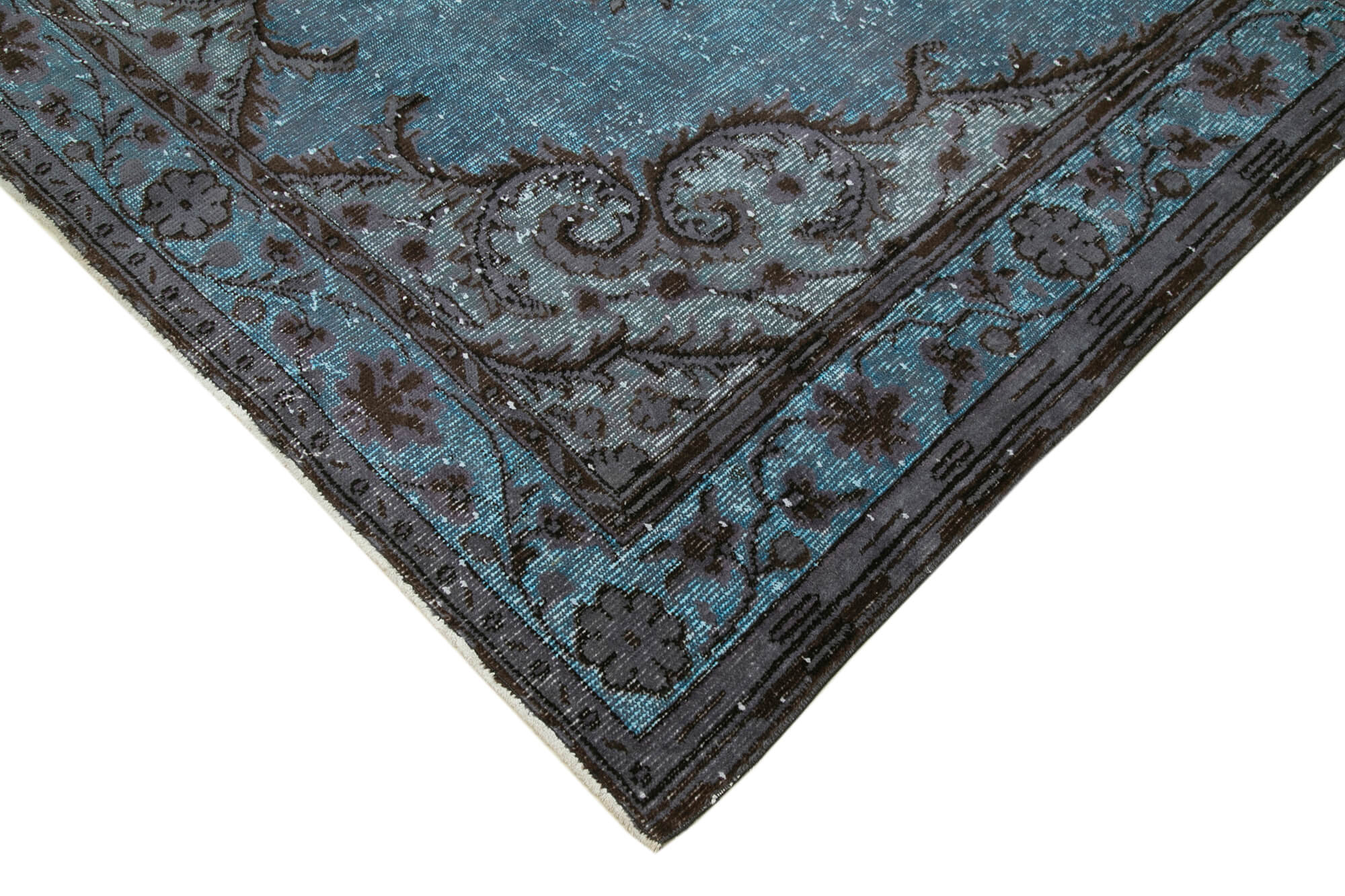 Vintage Cotton Wool Rug - Bohemian Style Handmade Area Rug, Turquoise Wool Carpet, 6'4''x10'4''