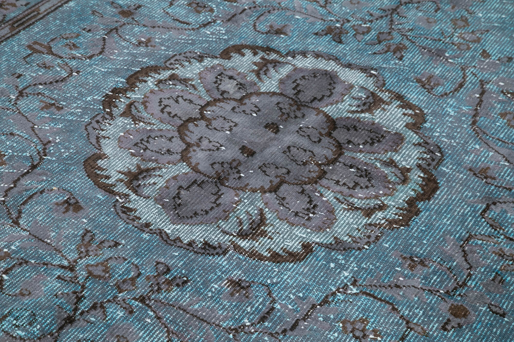 Vintage Cotton Wool Rug - Bohemian Style Handmade Area Rug, Turquoise Wool Carpet, 6'4''x10'4''