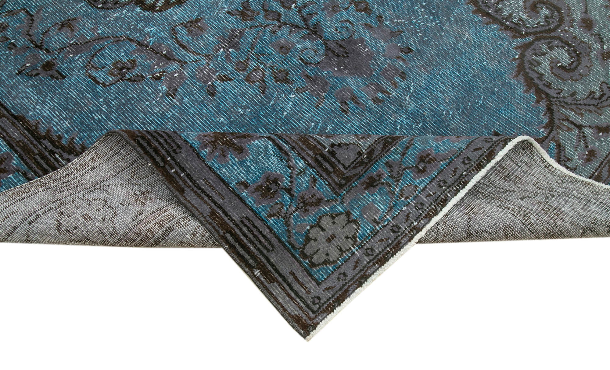 Vintage Cotton Wool Rug - Bohemian Style Handmade Area Rug, Turquoise Wool Carpet, 6'4''x10'4''