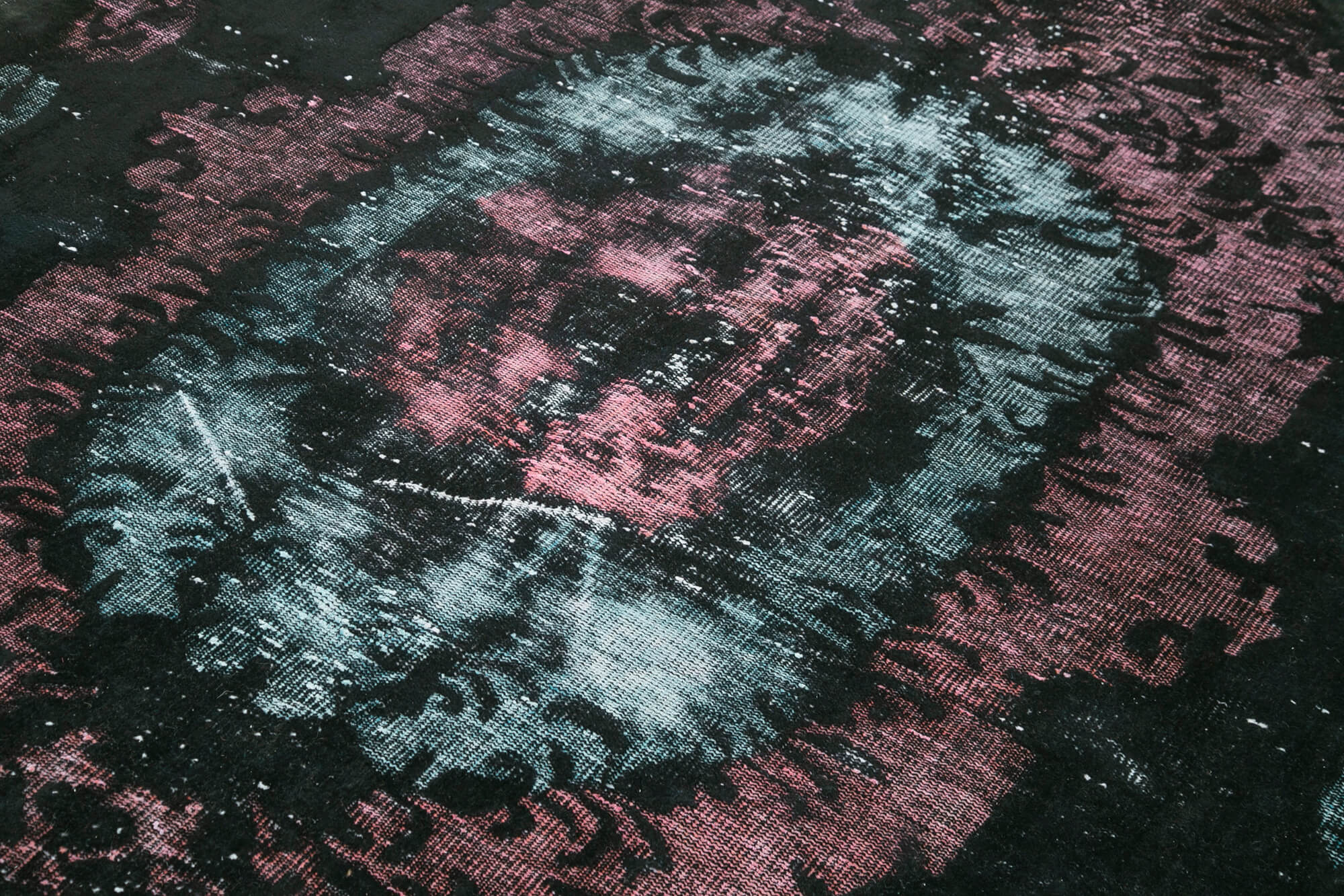 Vintage Handmade Area Rug - Black Turkish Cotton Wool Hand Knotted Rug 6'x9'3"