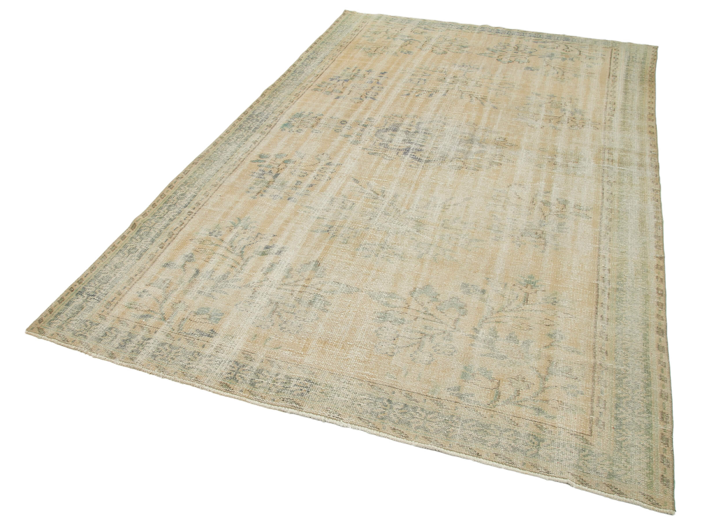 Handmade Vintage Area Rug – Beige Cotton Wool Rug, Soft Wool Carpet 5'11''x9'9''