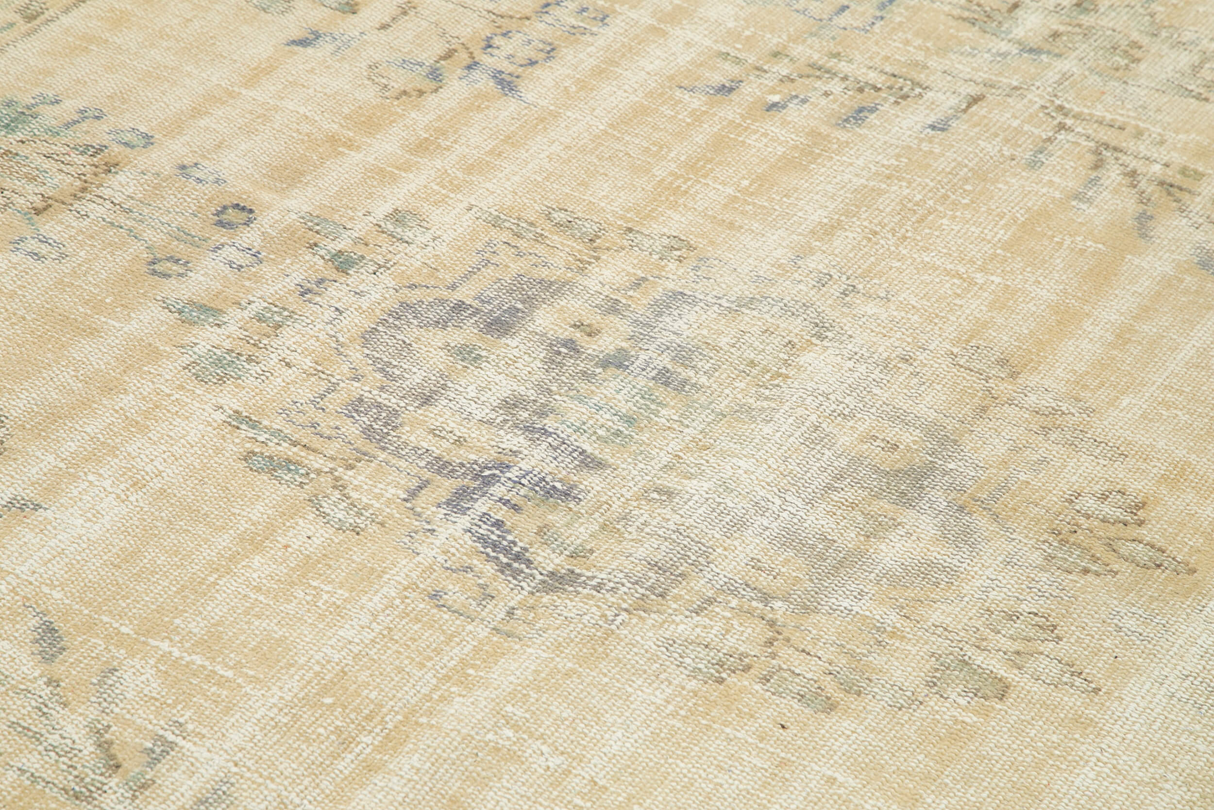 Handmade Vintage Area Rug – Beige Cotton Wool Rug, Soft Wool Carpet 5'11''x9'9''