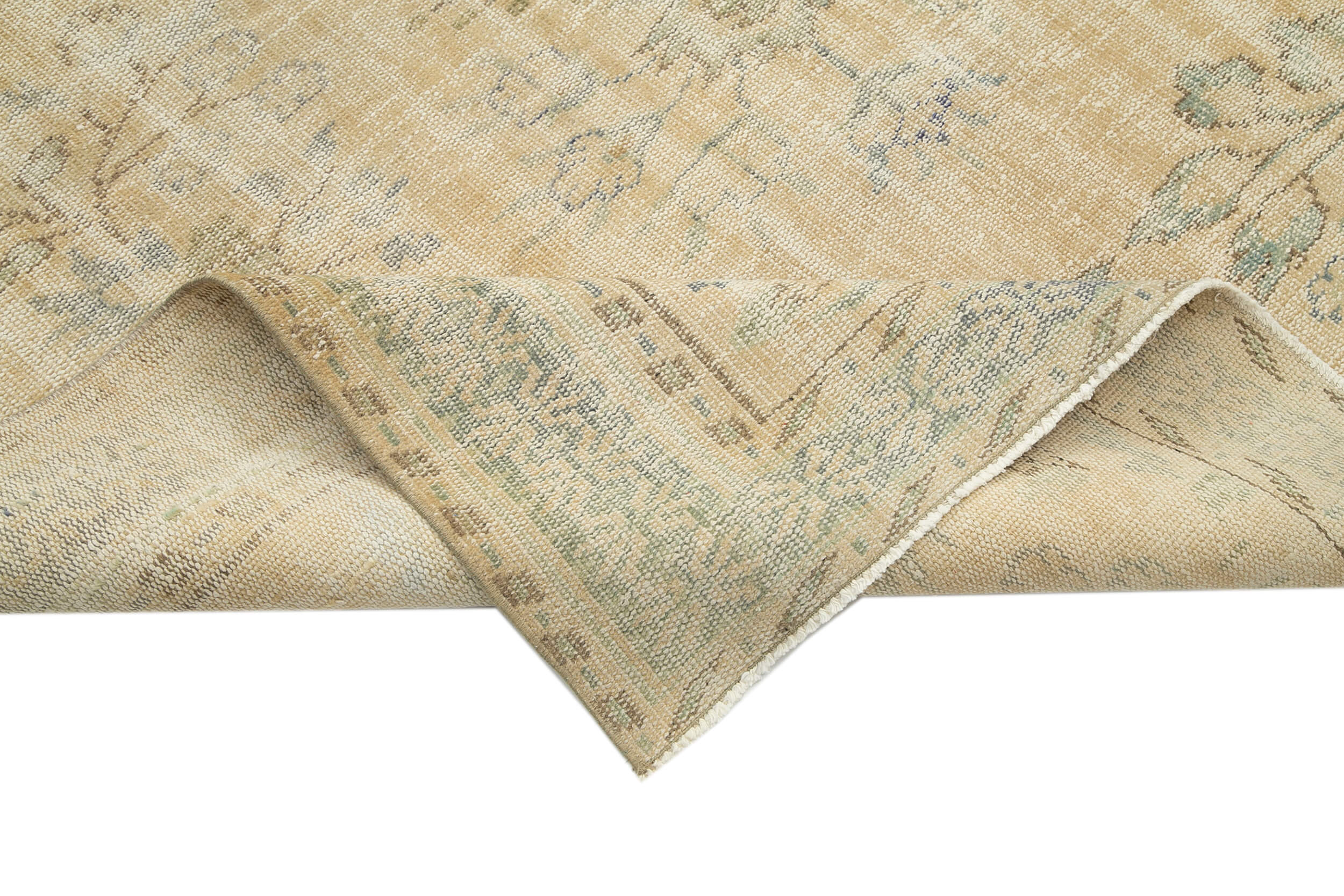Handmade Vintage Area Rug – Beige Cotton Wool Rug, Soft Wool Carpet 5'11''x9'9''
