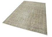 Handmade Wool Area Rug – Vintage Cotton Rug, Beige 5'8" x 9'1" Durable Wool Carpet