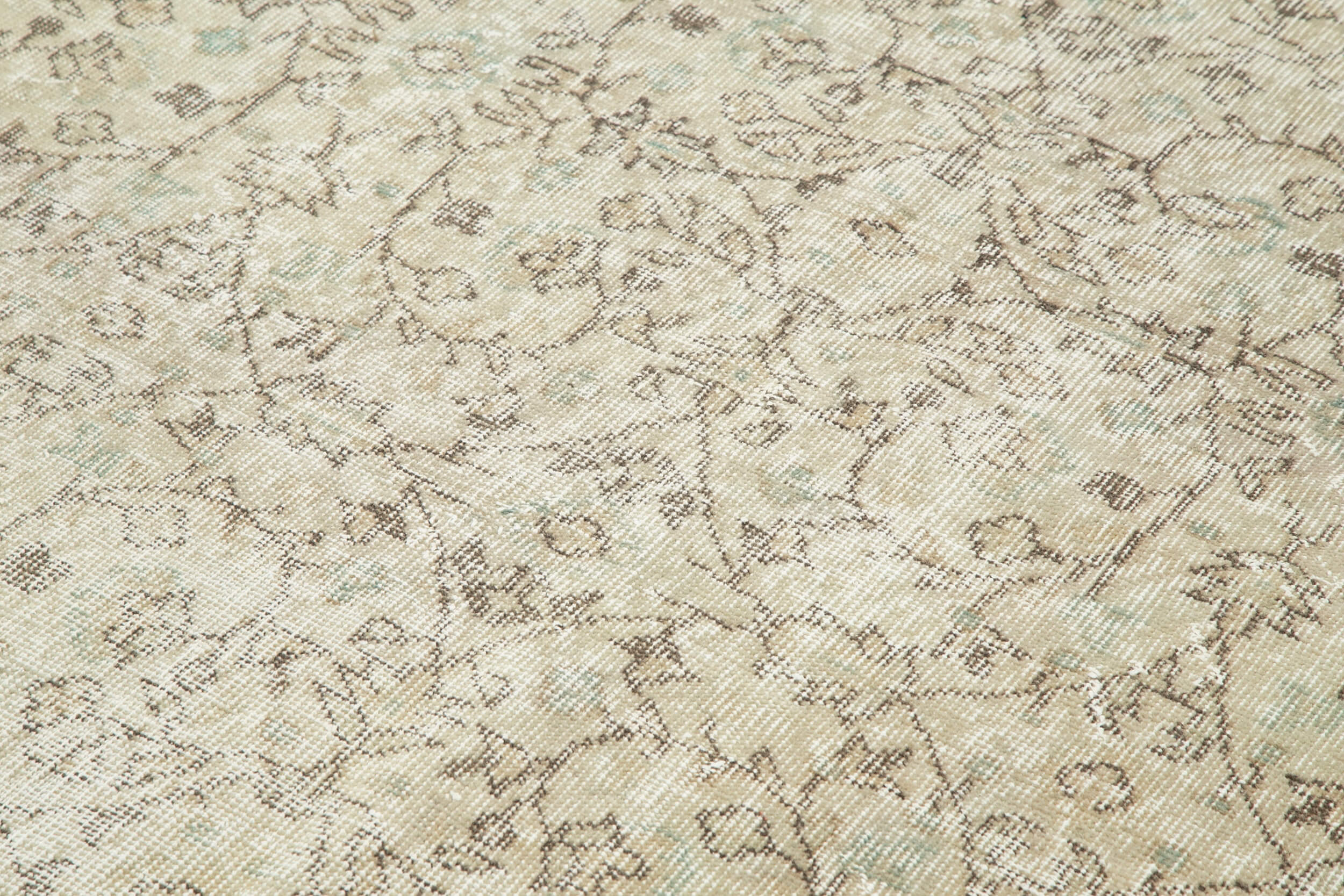 Handmade Wool Area Rug – Vintage Cotton Rug, Beige 5'8" x 9'1" Durable Wool Carpet