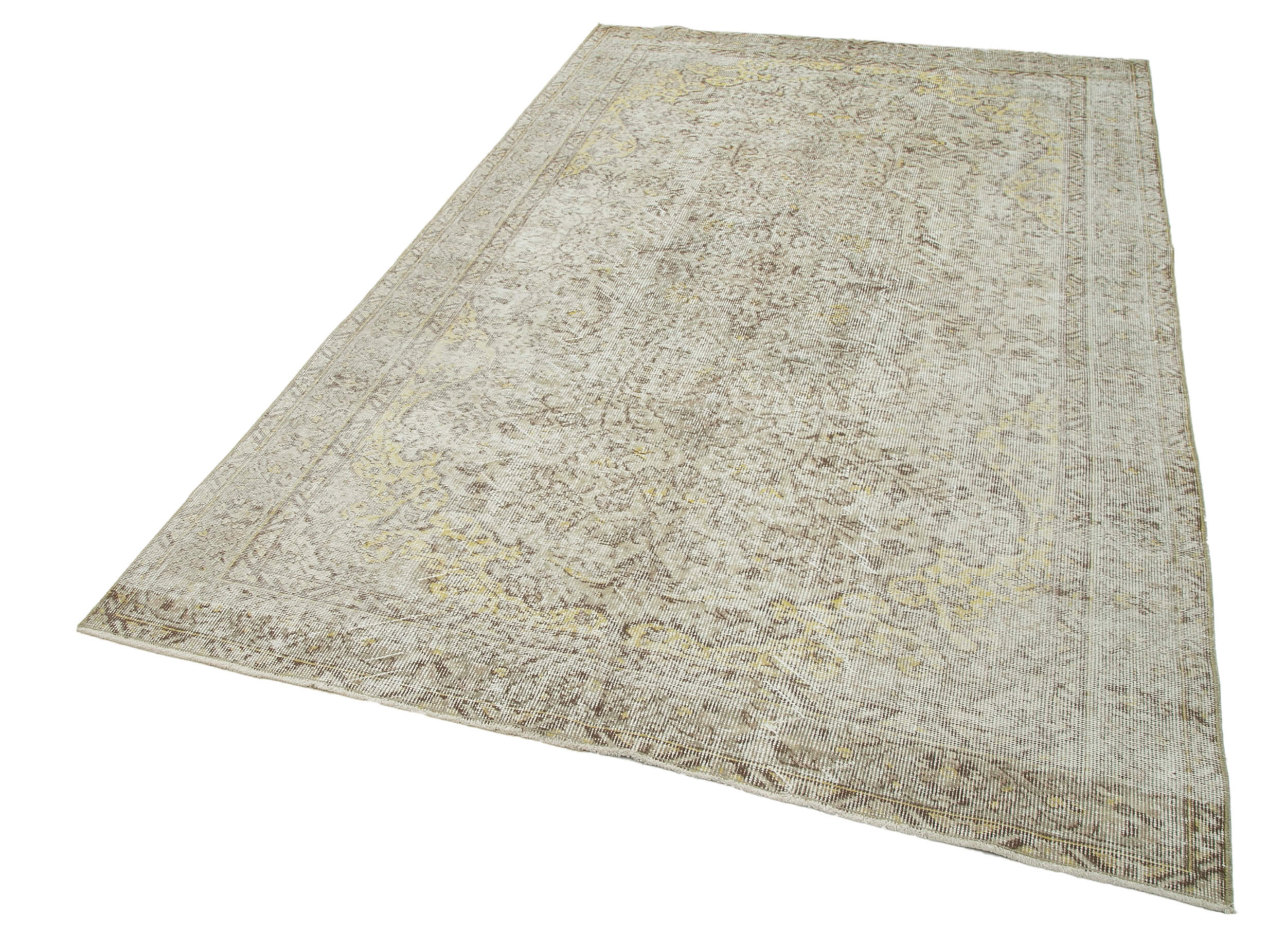 Handmade Wool Area Rug – Vintage Cotton Rug, Beige Turkish Wool Carpet 5'5''x8'10''