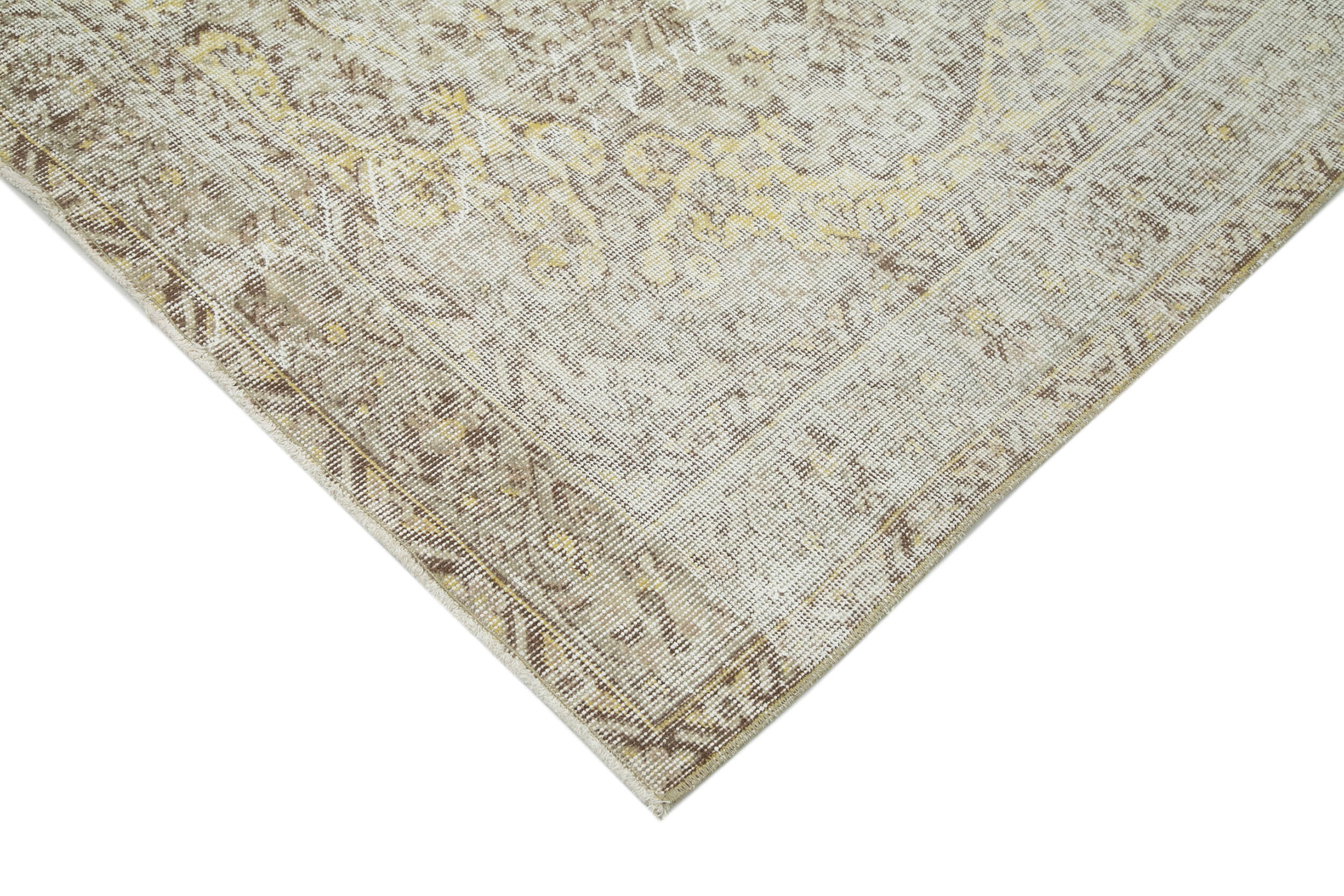 Handmade Wool Area Rug – Vintage Cotton Rug, Beige Turkish Wool Carpet 5'5''x8'10''