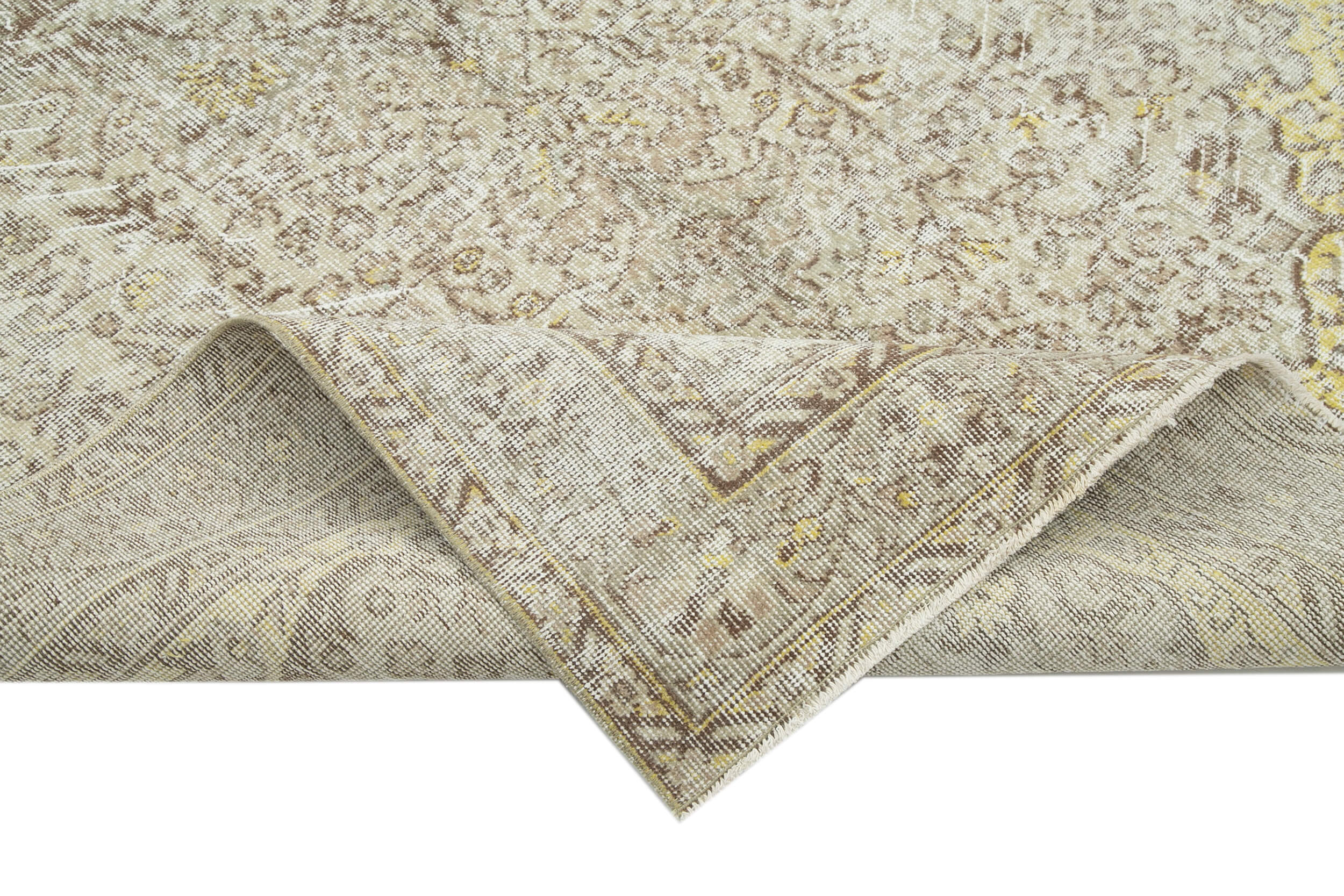 Handmade Wool Area Rug – Vintage Cotton Rug, Beige Turkish Wool Carpet 5'5''x8'10''