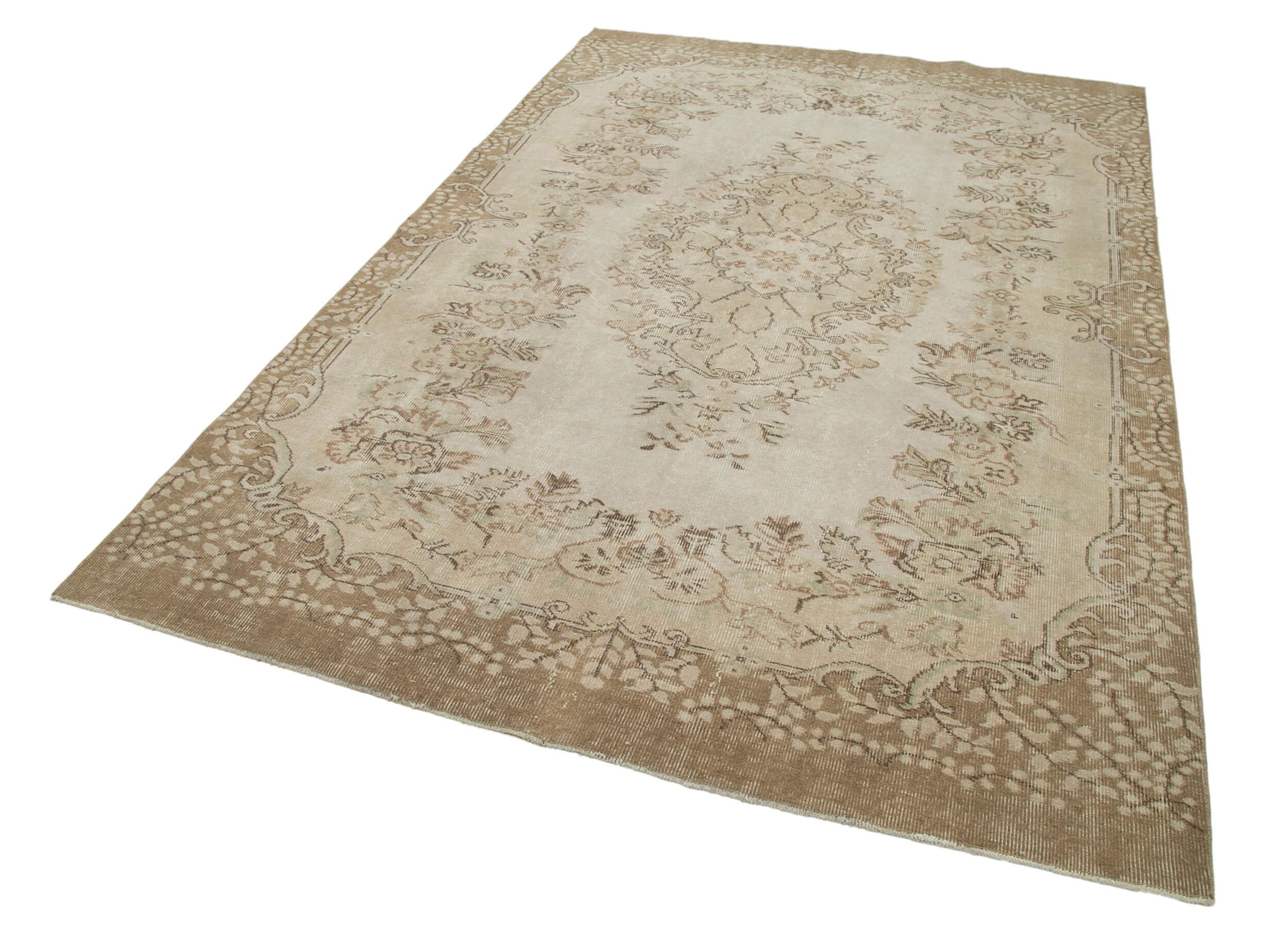 Handmade Wool Area Rug | Soft Wool Carpet, Durable Cotton Weave | Vintage Beige Rug