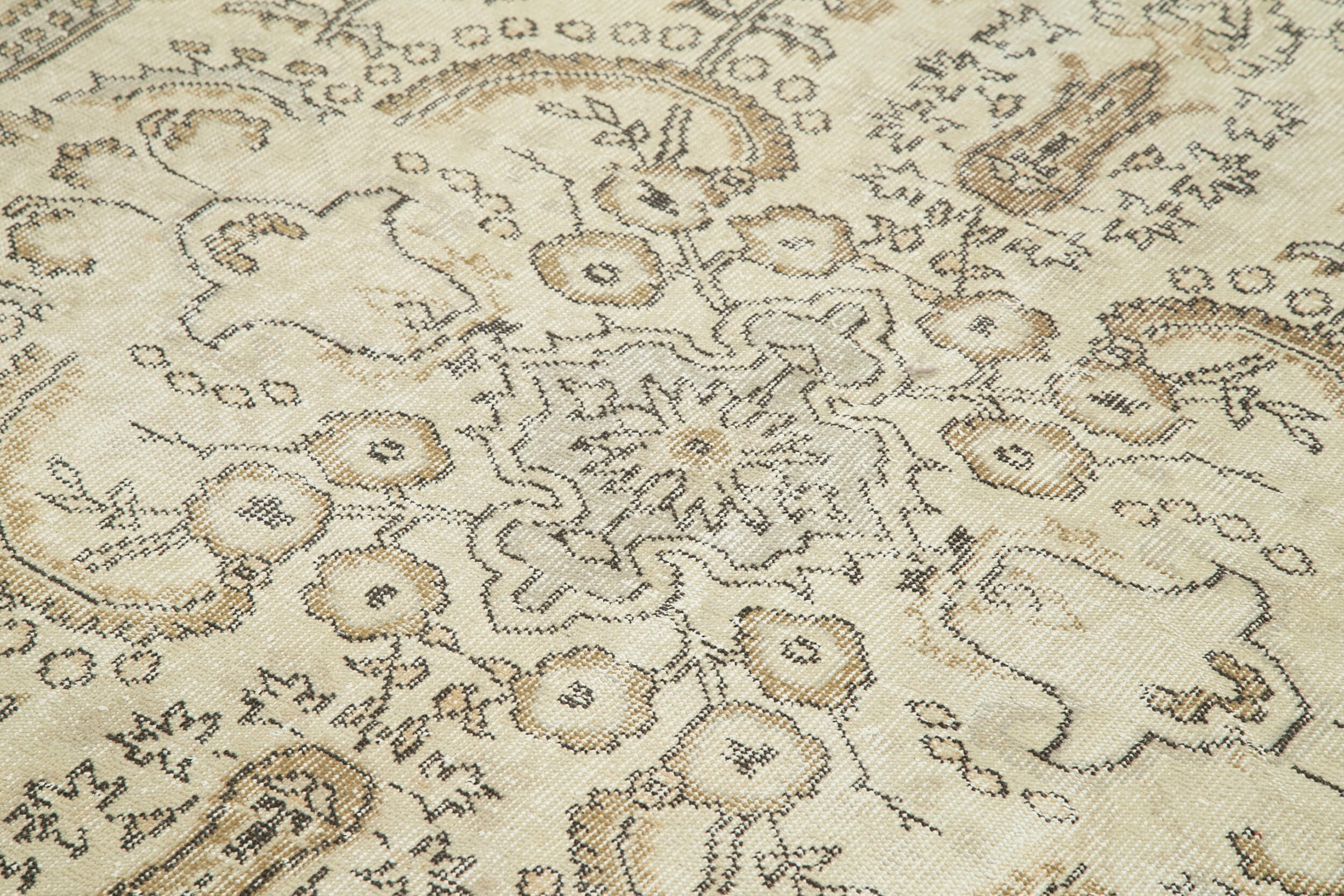 Handmade Wool Area Rug – Vintage Cotton Rug 5'11''x9'3'' | Neutral Beige Durable Carpet