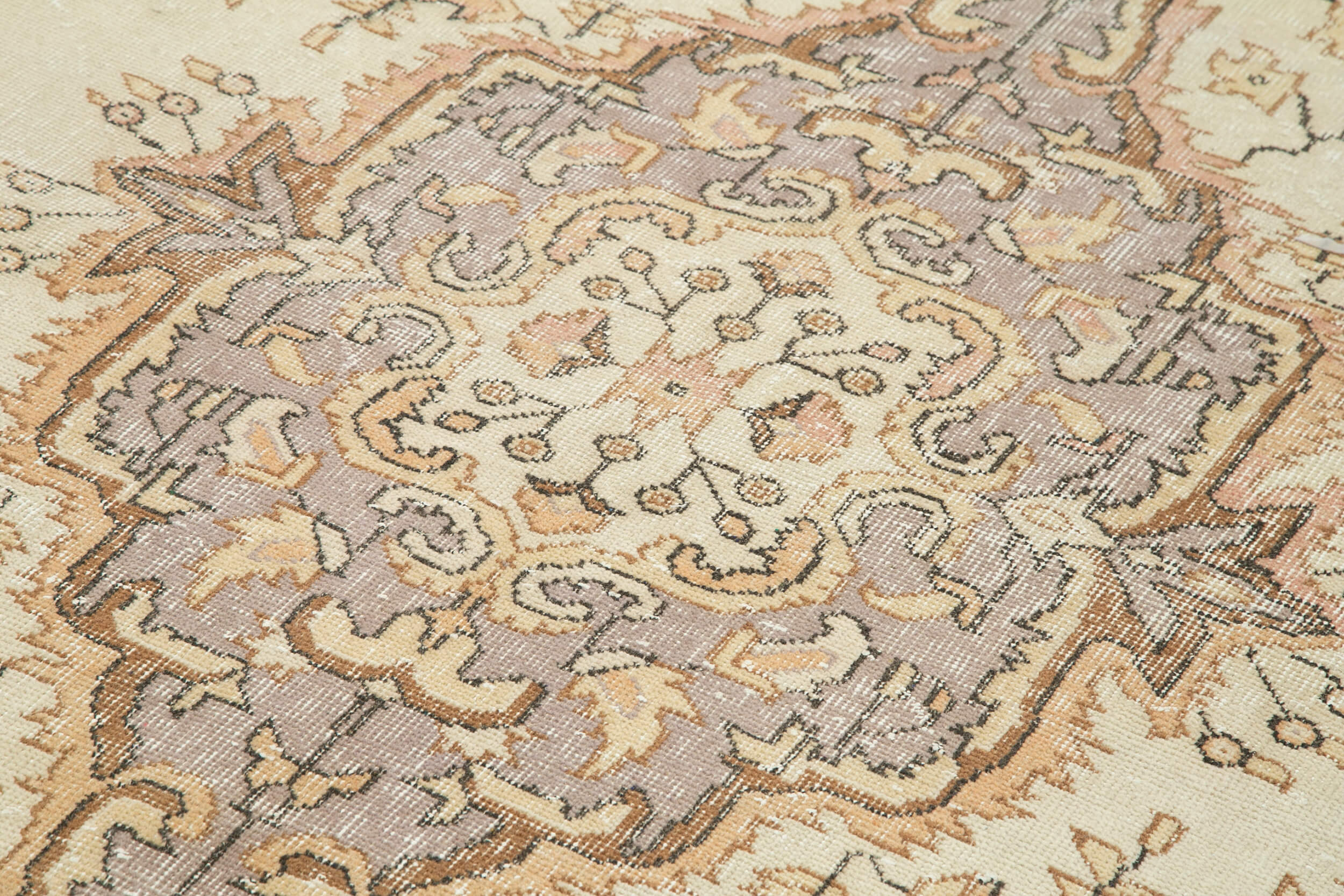 Handmade Vintage Area Rug - Beige Wool Carpet, Turkish Hand Knotted, 6'0''x9'8''