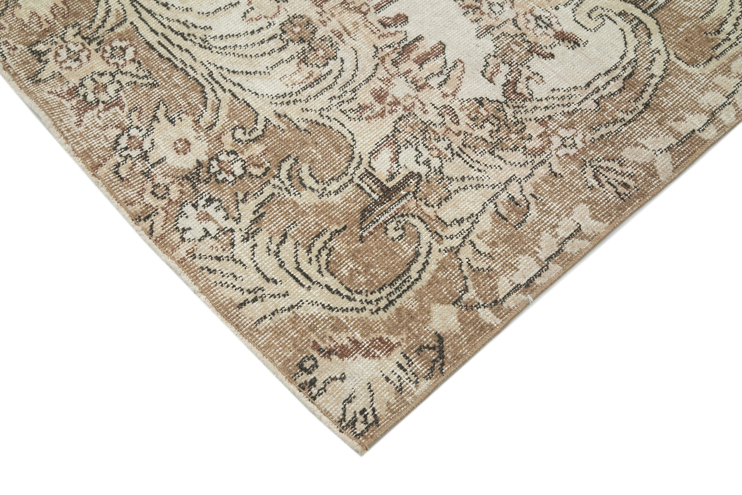 Handmade Vintage Area Rug – Soft Wool Cotton Wool Carpet 6'5''x9'8'' Beige