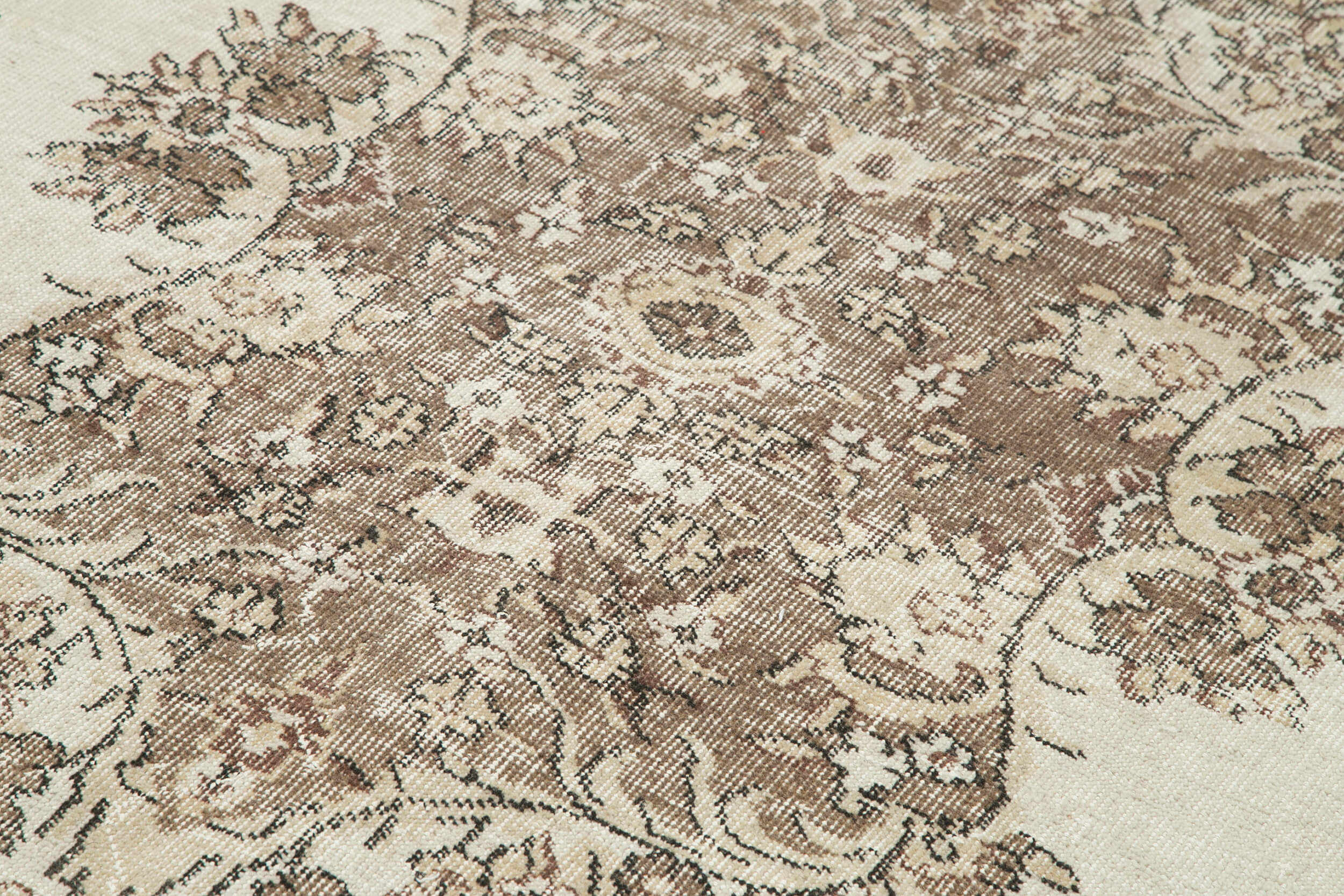 Handmade Vintage Area Rug – Soft Wool Cotton Wool Carpet 6'5''x9'8'' Beige