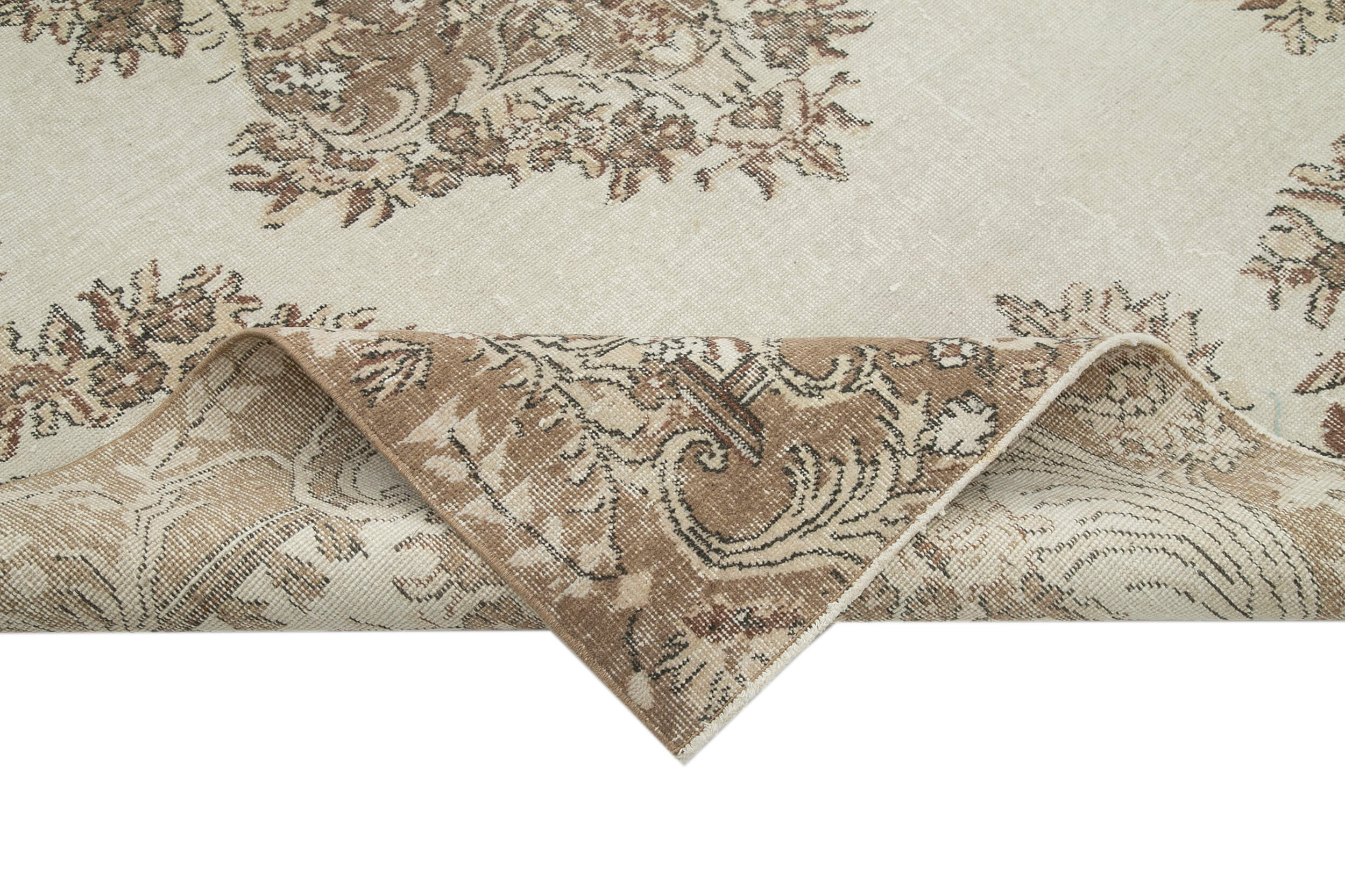 Handmade Vintage Area Rug – Soft Wool Cotton Wool Carpet 6'5''x9'8'' Beige