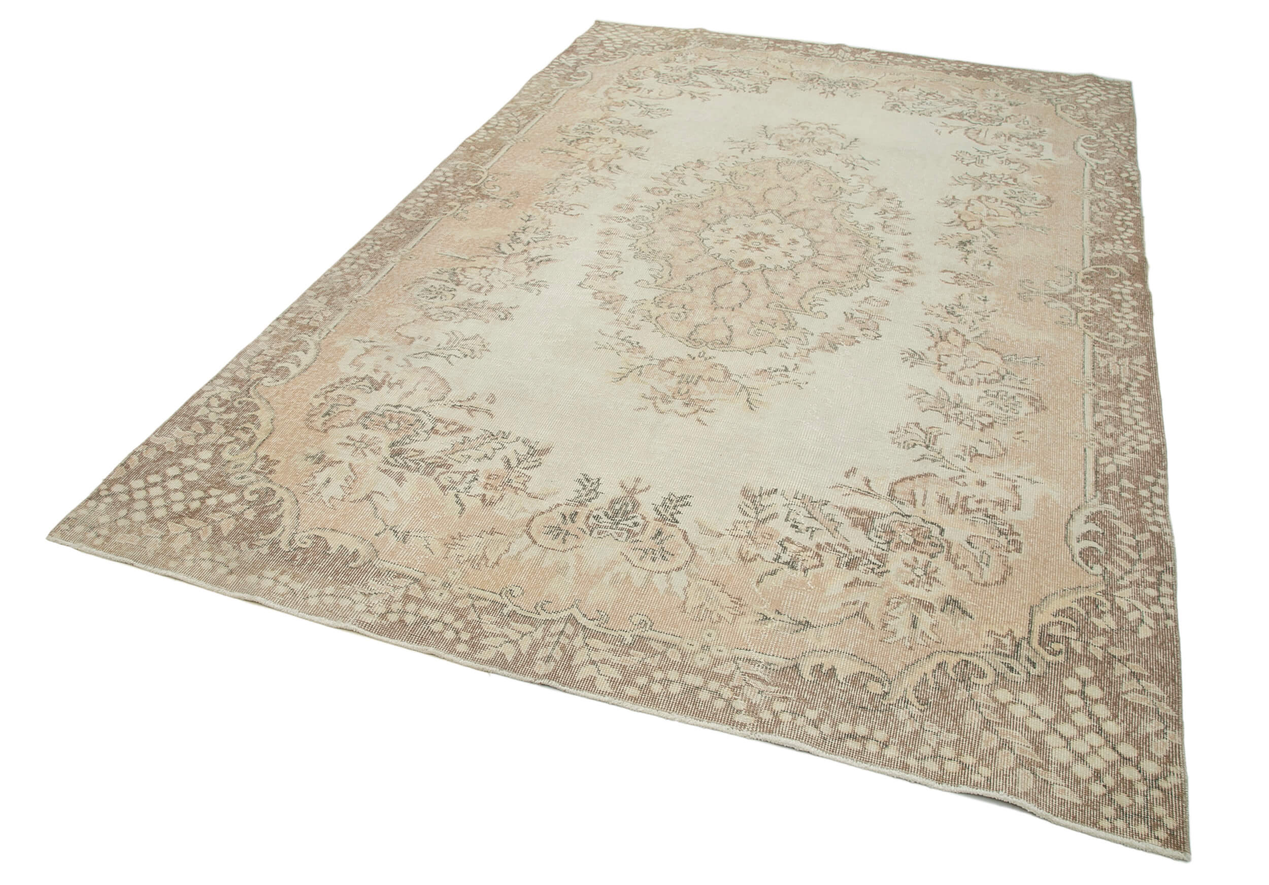 Handmade Wool Area Rug – Vintage Cotton Rug Beige 6'6''x9'9'' Durable Natural Fiber