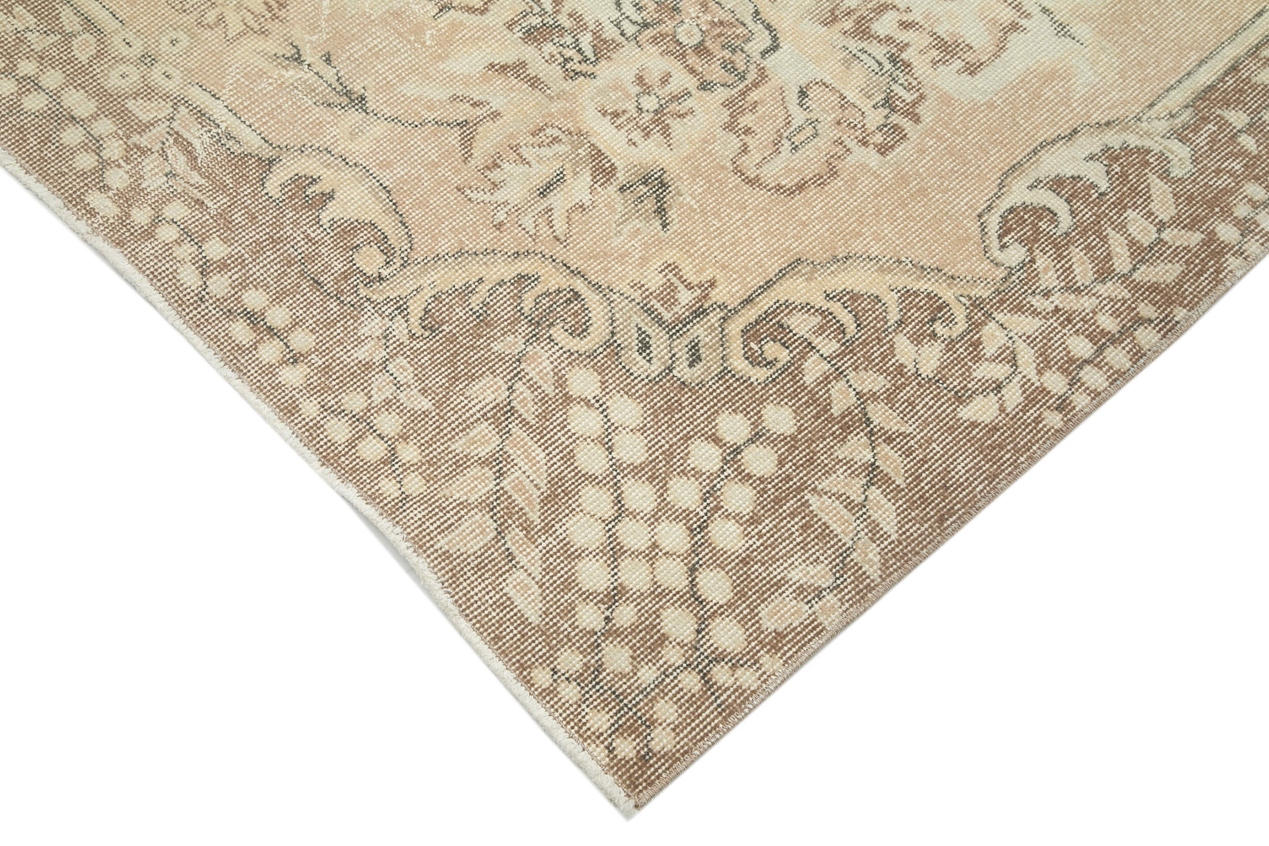 Handmade Wool Area Rug – Vintage Cotton Rug Beige 6'6''x9'9'' Durable Natural Fiber
