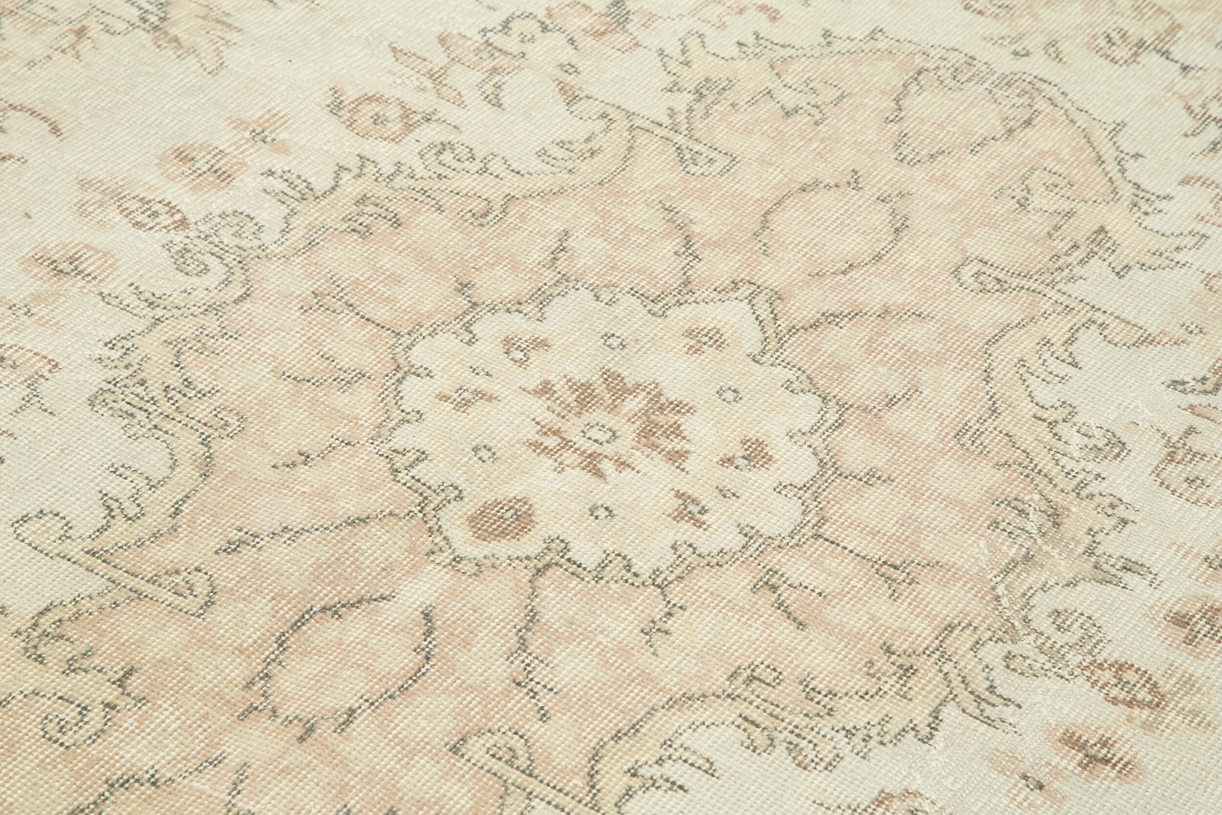 Handmade Wool Area Rug – Vintage Cotton Rug Beige 6'6''x9'9'' Durable Natural Fiber
