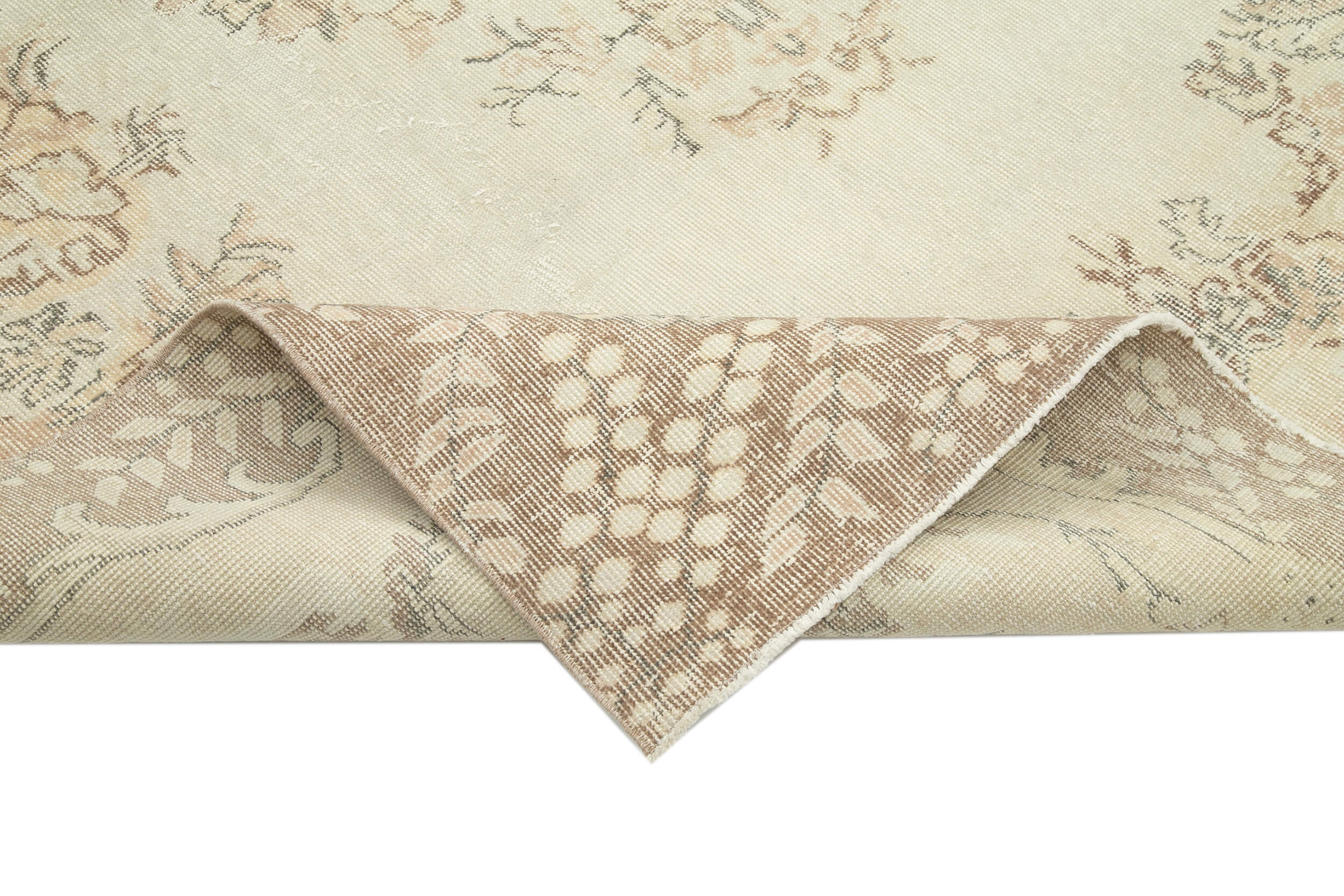 Handmade Wool Area Rug – Vintage Cotton Rug Beige 6'6''x9'9'' Durable Natural Fiber